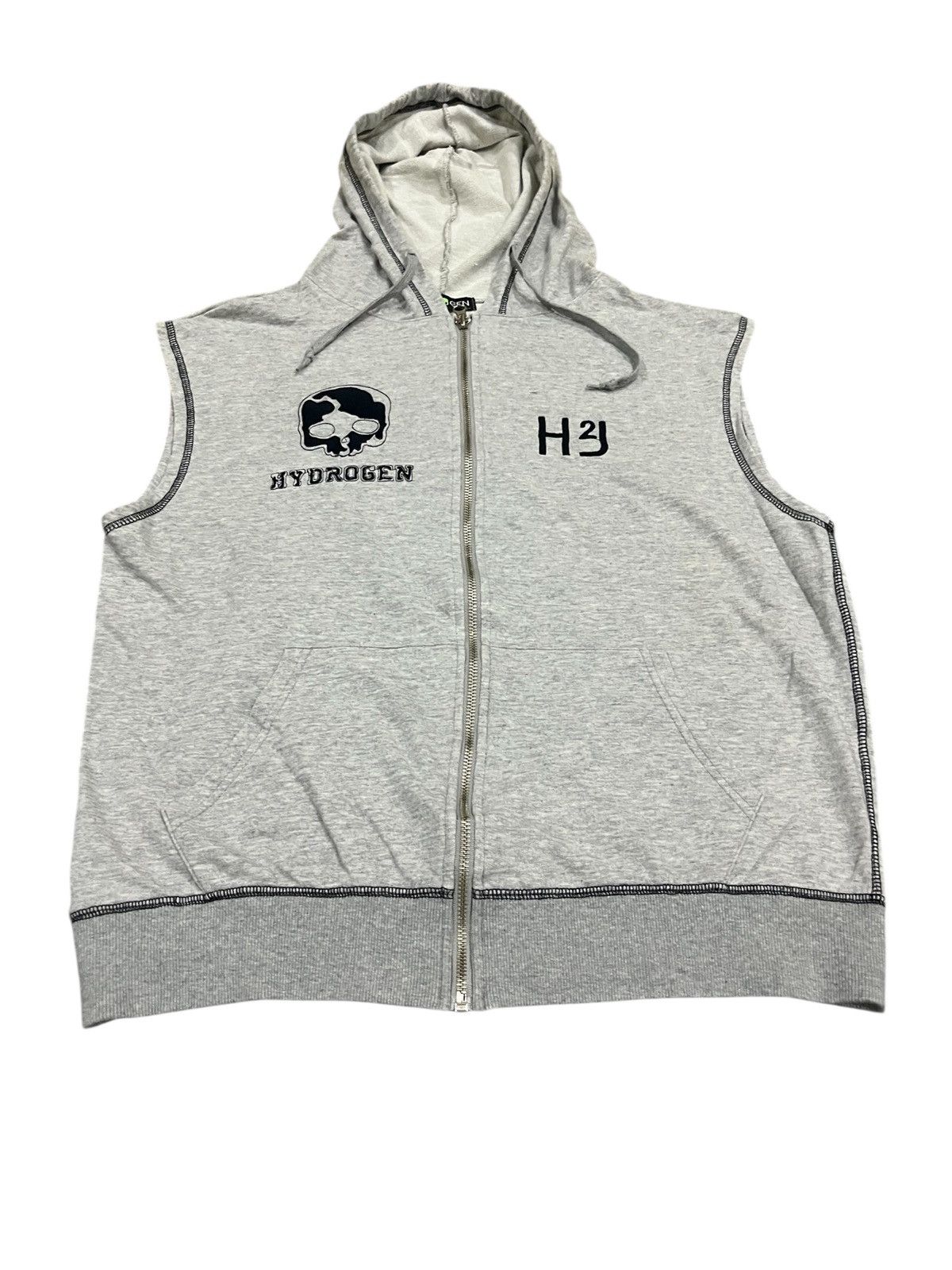 HYDROGEN HYDROGEN SLEEVELESS ZIP UP HOODIE SKULL LOGO H2J Size US L / EU 52-54 / 3 - 3 Thumbnail