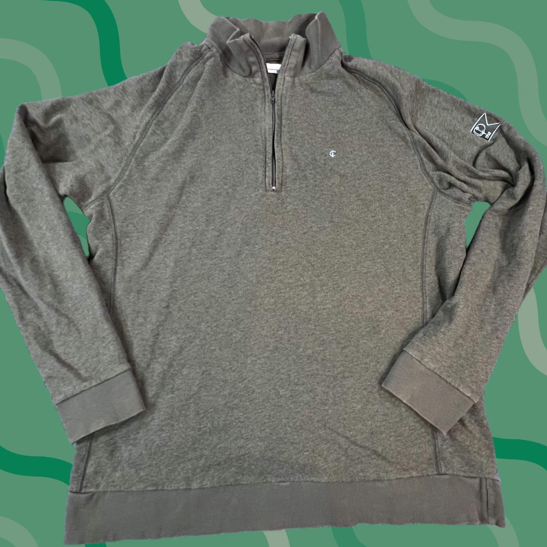 Vintage Criquet Mens Small Green 1/4 Zip Pullover Sweater Long Sleeve Mock Neck Cotton Fleece Casual Knit Slim Regular Sports Outdoor Golf Walking Shirt Size US S / EU 44-46 / 1 - 1 Thumbnail