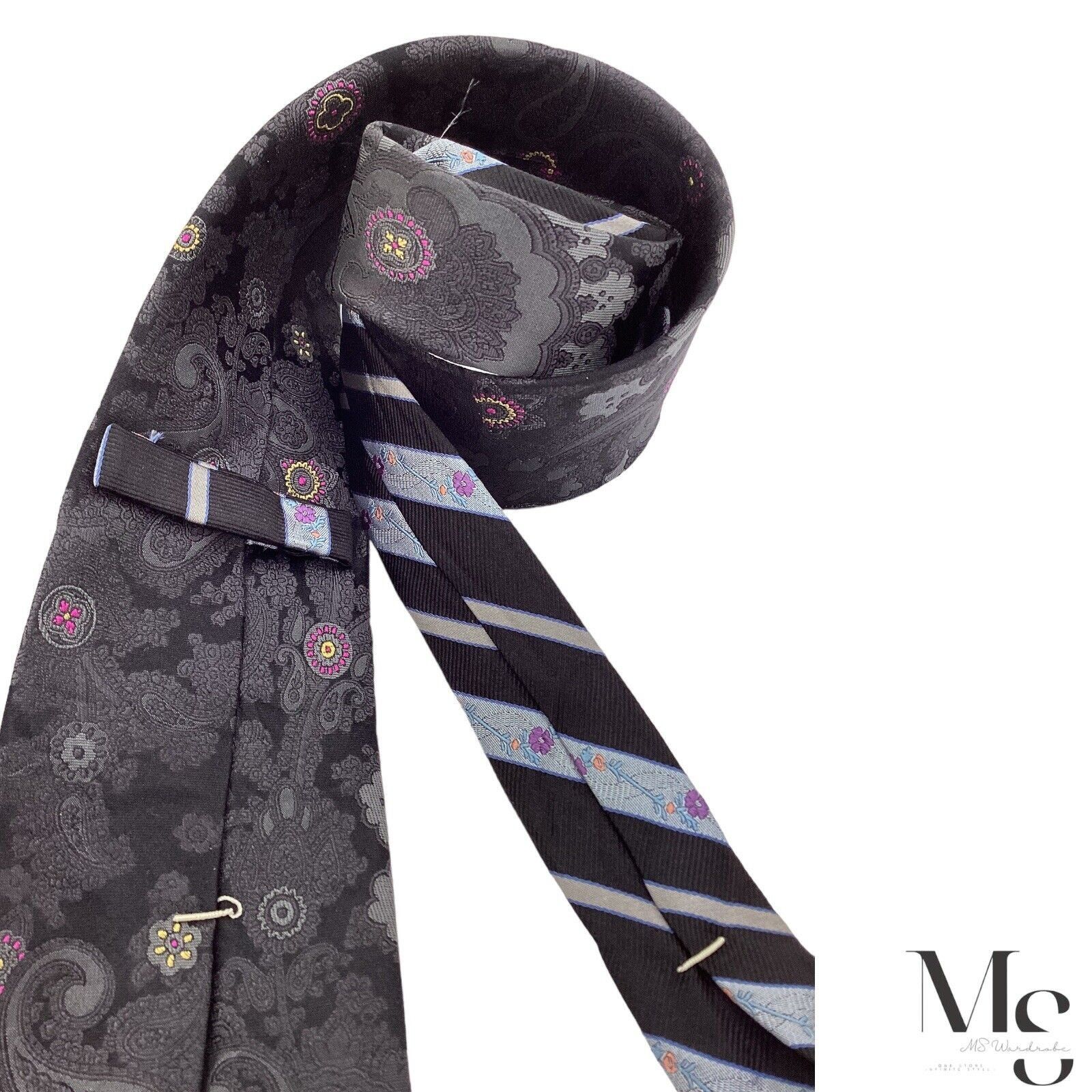 Robert Graham ROBERT GRAHAM Black Paisley Silk Tie Made In USA W: 3.5" E C Size ONE SIZE - 5 Thumbnail