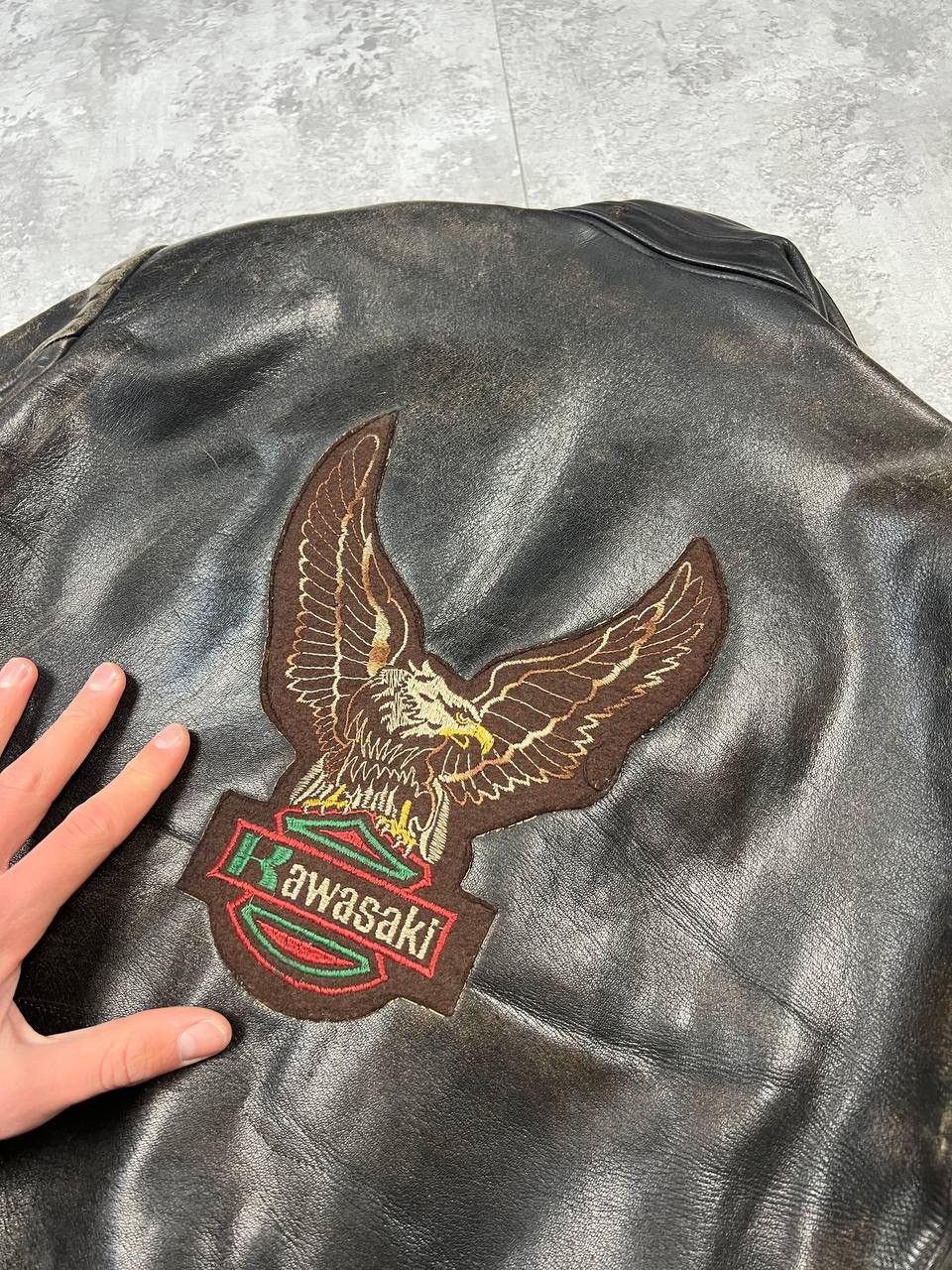 Vintage RARE Vintage 70-80’s Kawasaki Leather Bomber Jacket Size US M / EU 48-50 / 2 - 6 Thumbnail