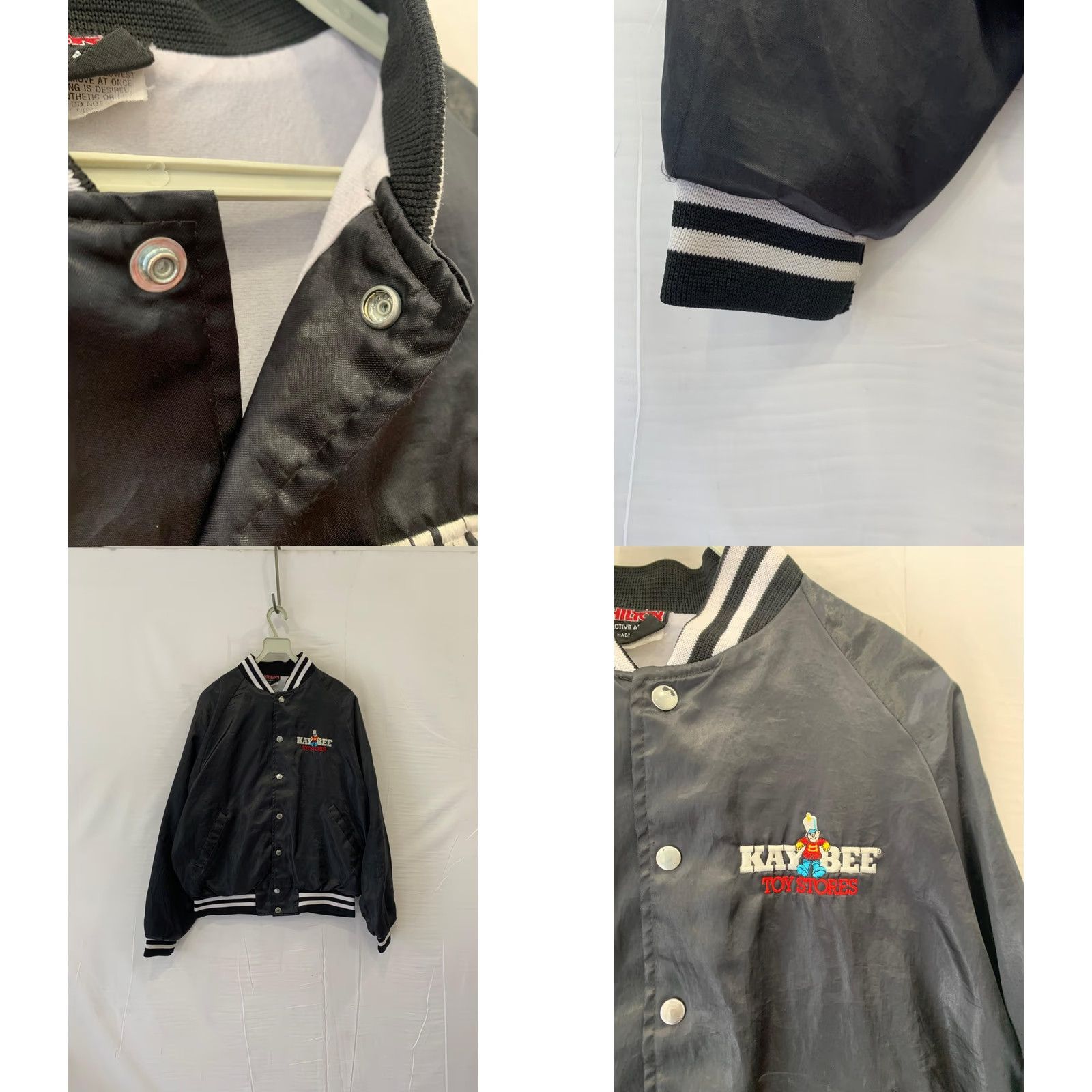 Vintage VINTAGE Hilton Active Apparel Bomber Jacket Men L Black 80s 90s Kay-Bee Toys Promotional Shop Retro Nylon Satin Jacket Size US L / EU 52-54 / 3 - 8 Thumbnail