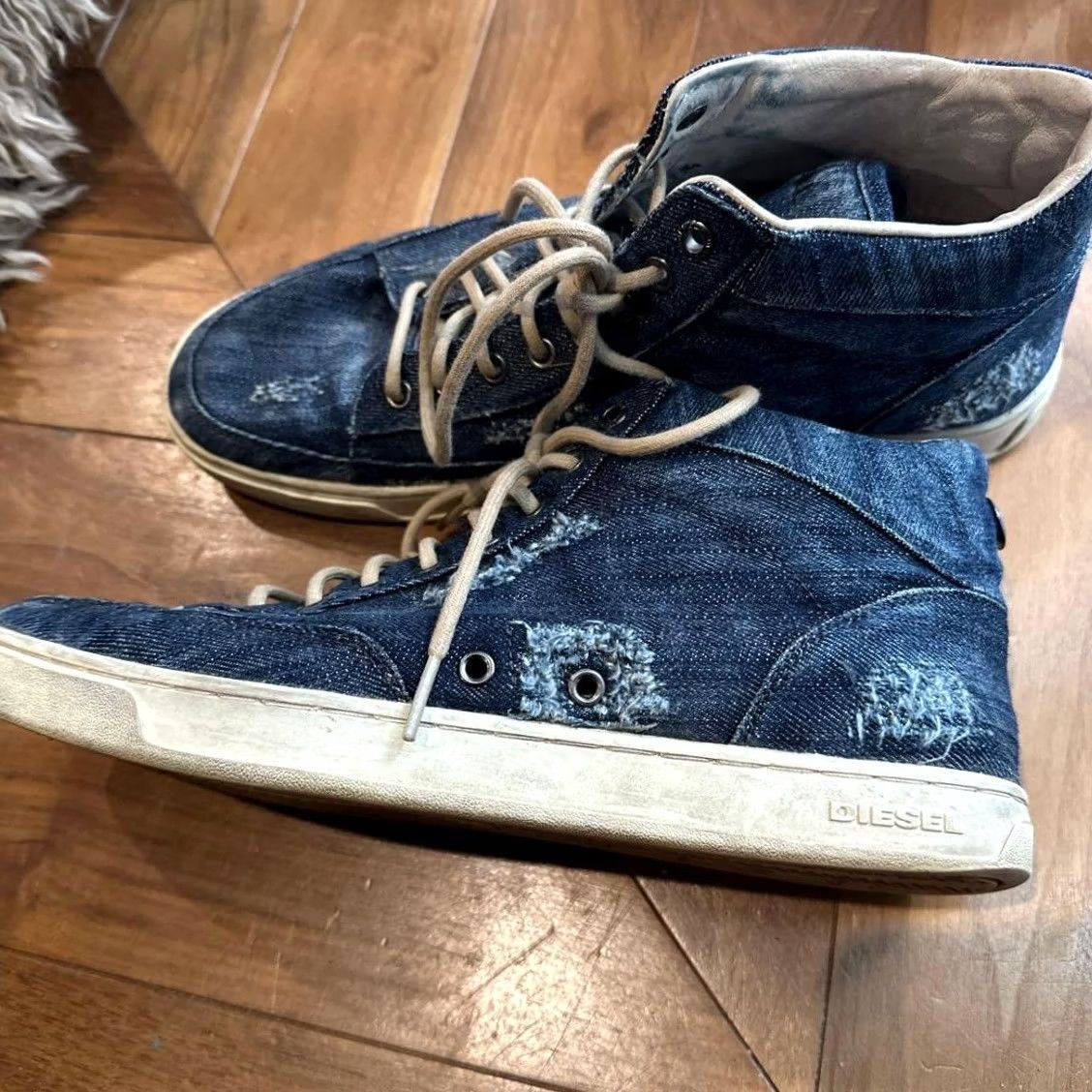 Diesel VINTAGE Diesel Luxury Italy Men Sneakers Denim Distressed finish High-Cut 10.0US 90s 00s Size US 10 / EU 43 - 2 Thumbnail