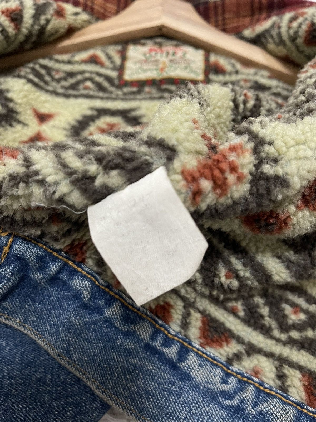 Vintage Sweet Camel Sherpa Lined Button Toggle Croped Denim Jacket Size M / US 6-8 / IT 42-44 - 11 Thumbnail
