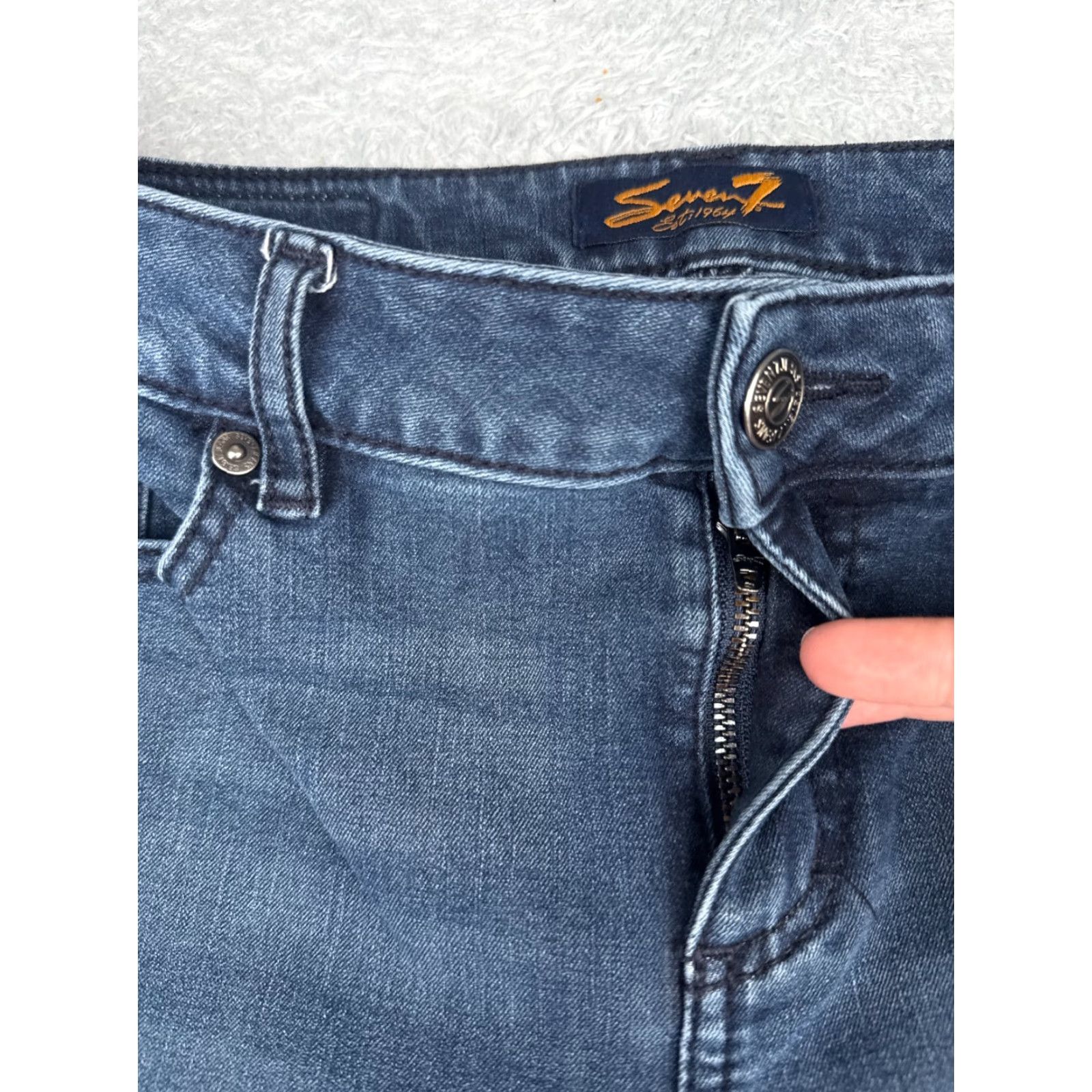 Vintage Seven7 Jeans Women Capri Skinny Mid Rise Blue Denim 31 Inseam 20 Cotton Blend 10 Size 32" / US 10 / IT 46 - 5 Thumbnail