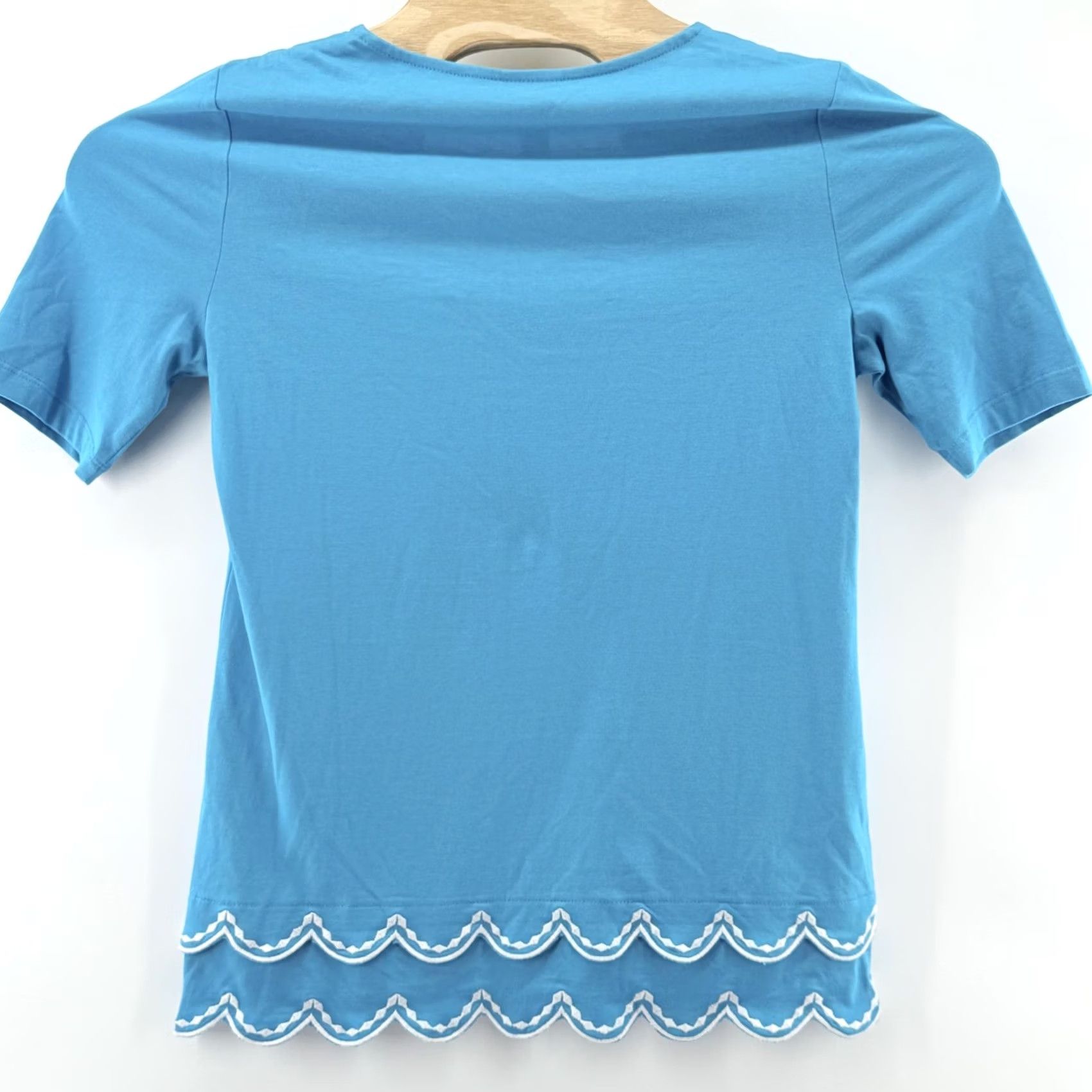 Vintage VINTAGE Chicos Shirt Small Blue Scallop Hem Embroidered Cotton Top Size XS / US 0-2 / IT 36-38 - 5 Thumbnail