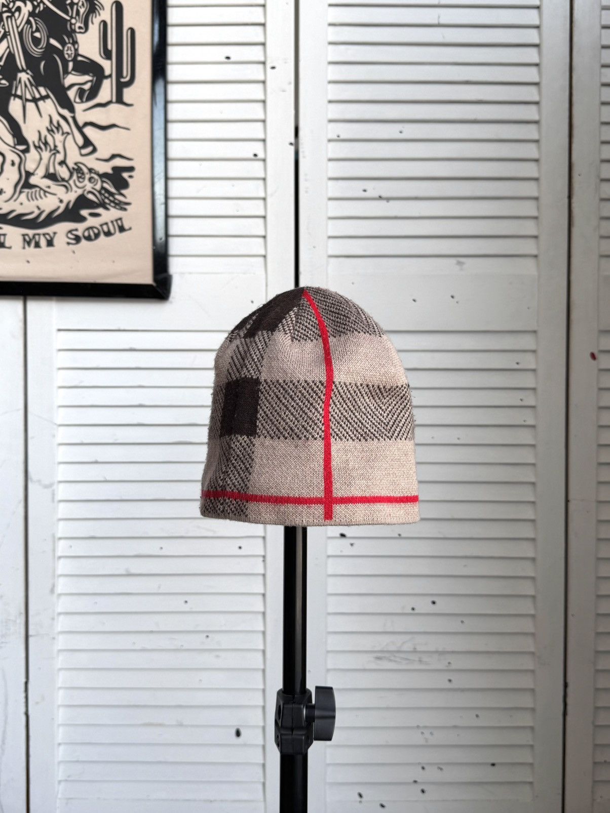 O'Neill Vintage O’Neill Burberry Style Plaid Knit Beanie Hat Ski Y2K Size ONE SIZE - 5 Thumbnail