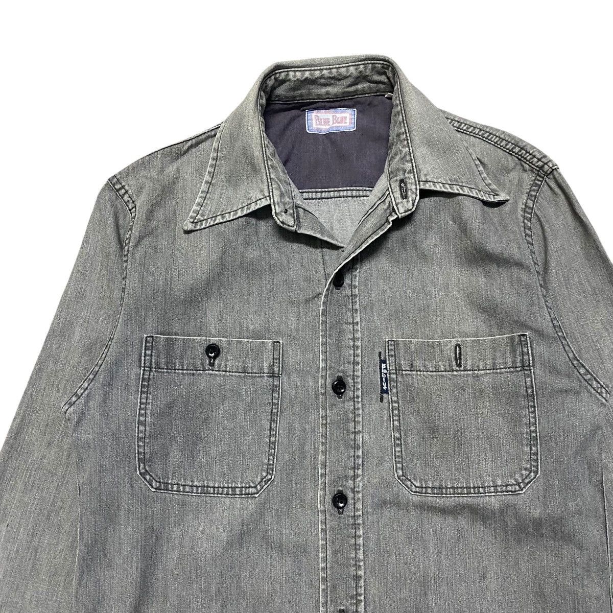 Blue Blue Japan vintage Blue Blue Japan Denim Work Shirt Charcoal Faded Size US S / EU 44-46 / 1 - 3 Thumbnail