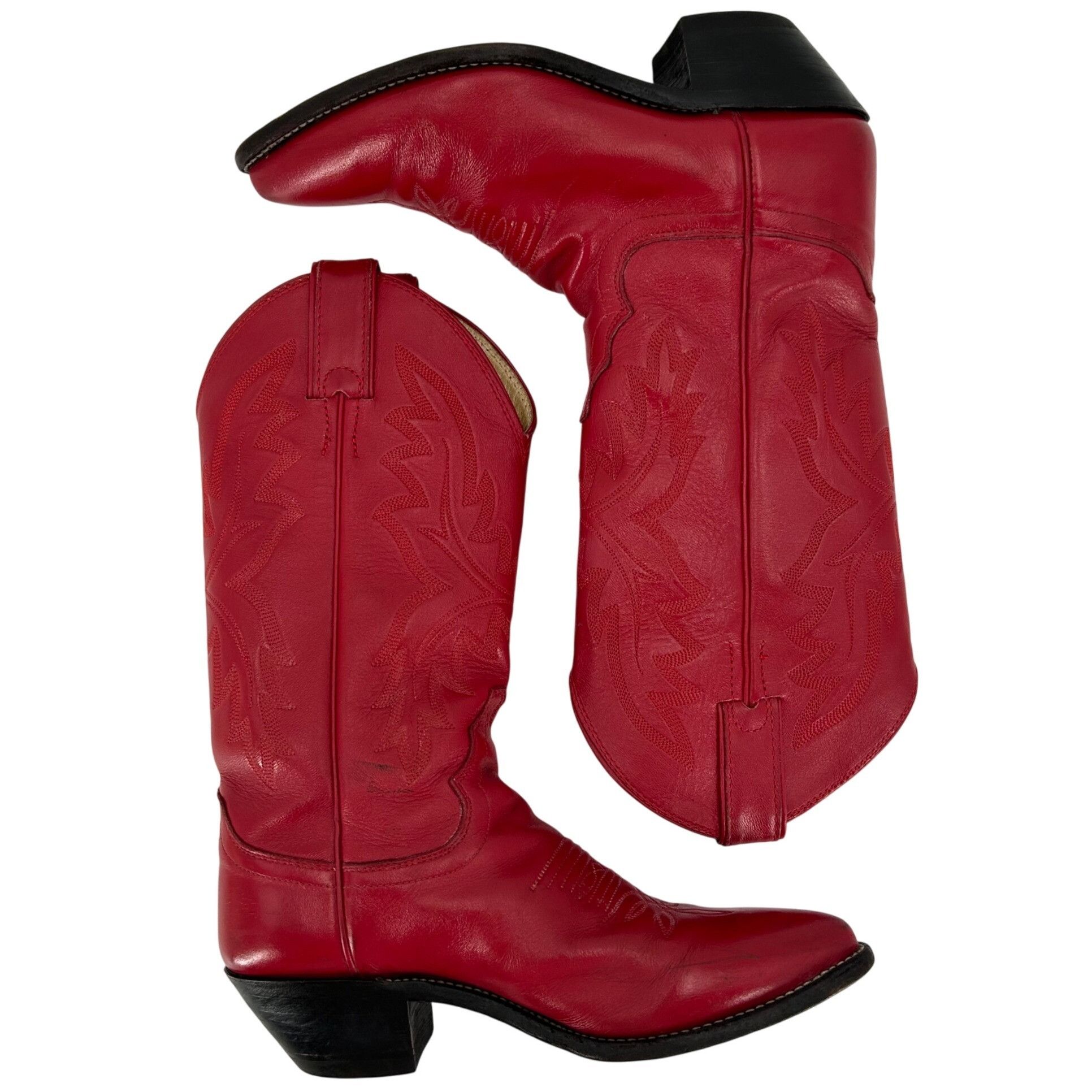 Justin Boots Justin Cowgirl Boots Womens 5.5B Red Leather Cowboy Western Size US 5.5 / EU 38 - 4 Thumbnail
