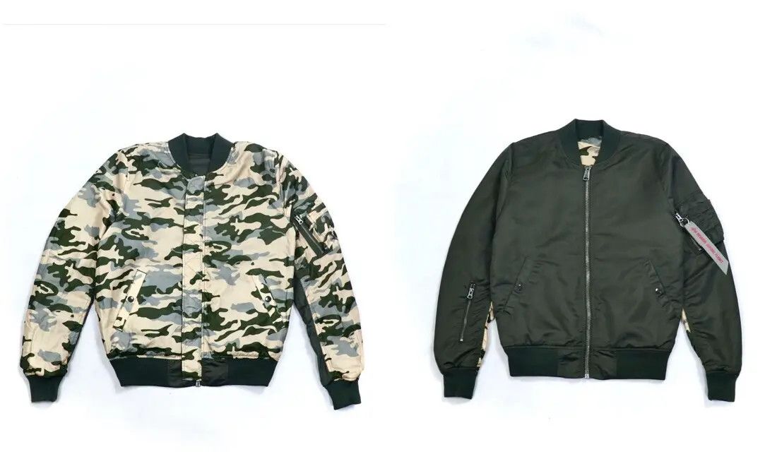 image of Alpha Industries x Issey Miyake Reversible Camo Iconic Bomber Jacket in Camouflage (Size Small)
