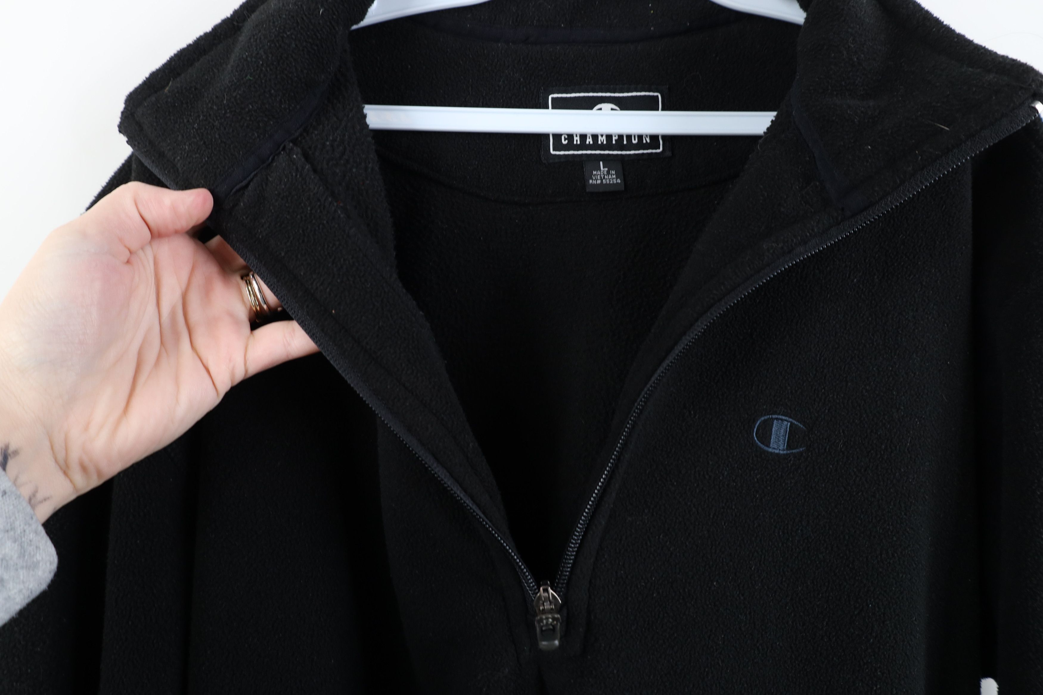 Champion Vintage 90s Champion Half Zip Fleece Pullover Sweater Black Size US L / EU 52-54 / 3 - 7 Thumbnail