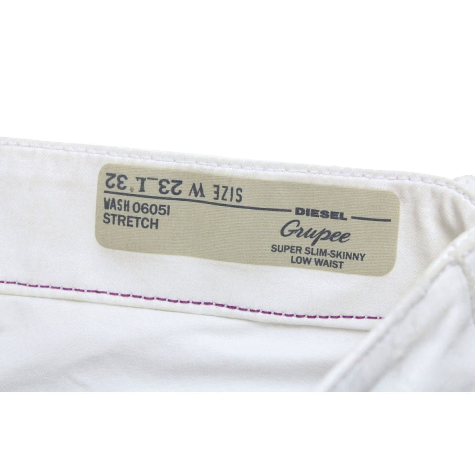 Diesel Diesel Grupee Super Slim-Skinny Low Waist Stretch Jeans Women's W23/L32 White Distressed Size 40" / US 18 - 7 Thumbnail