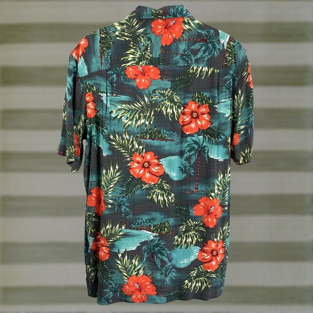 George Vintage George Hawaiian Shirt M Gray Floral Aloha Button Up Rayon Retro Beach Mens Short Sleeve Tropical Hawaiian 90s Style Size US M / EU 48-50 / 2 - 1 Thumbnail