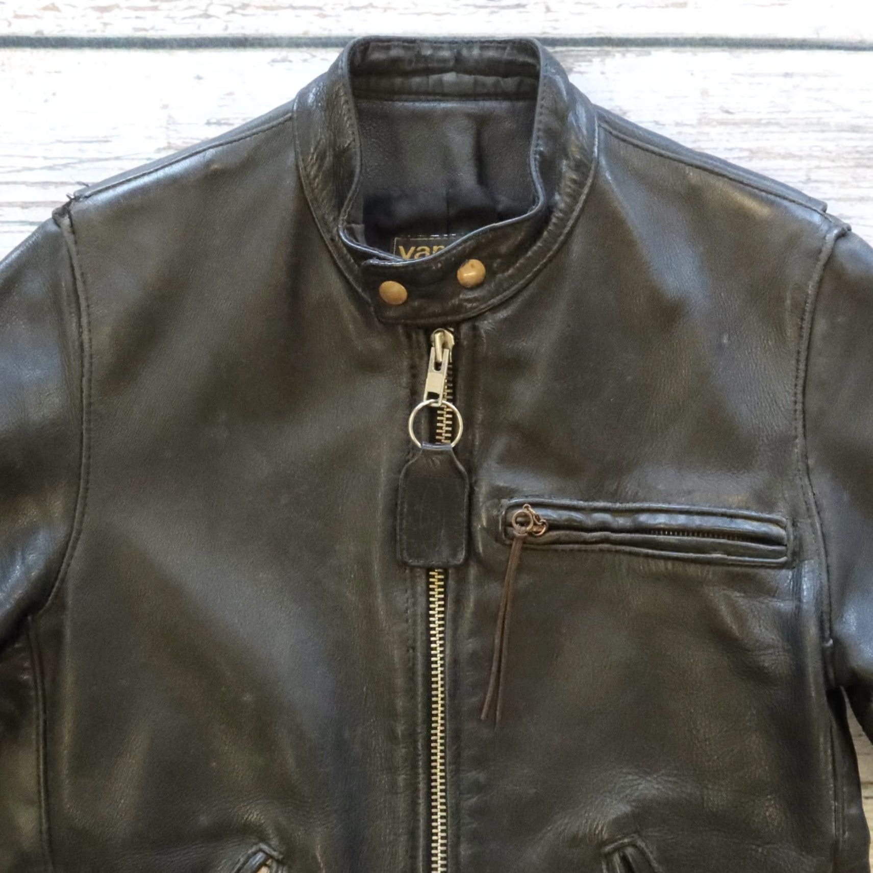 Vintage VINTAGE Vanson Cafe Racer Leather Jacket Mens Jacket 40 Black Motorcycle Jacket Size US XXS / EU 40 - 2 Thumbnail