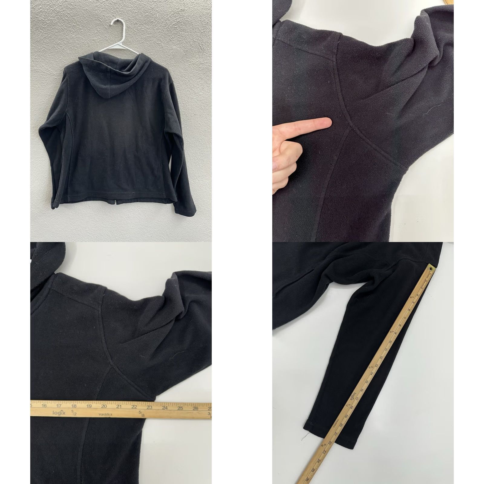 Avia Avia Womens Jacket XL Black Zip Up Hooded Malden Mills Polar Fleece 90s Size XL / US 12-14 / IT 48-50 - 8 Thumbnail