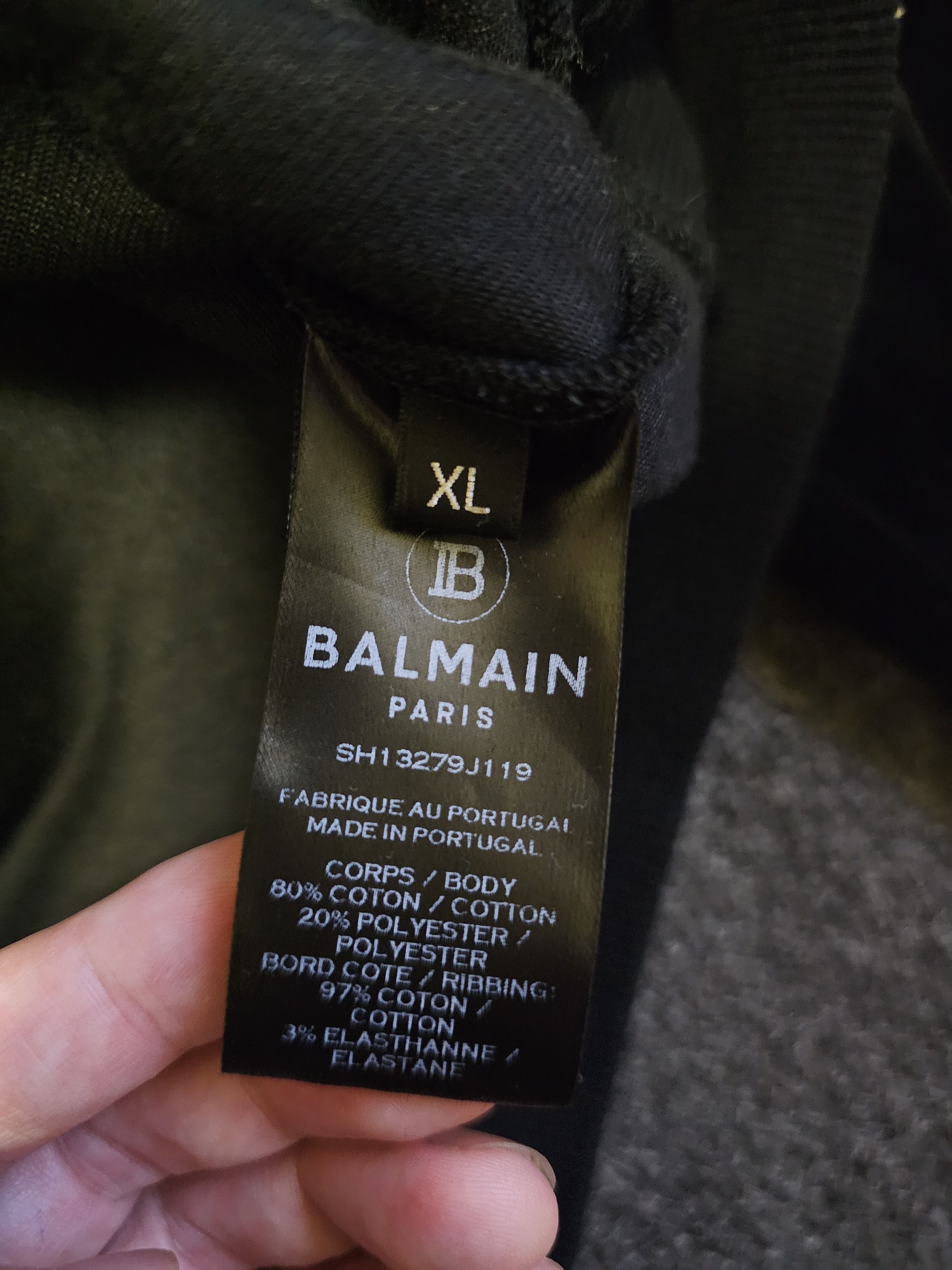 Balmain Balmain Men's Black Mercerised Cotton Sweatshirt Size XL Size US XL / EU 56 / 4 - 6 Thumbnail
