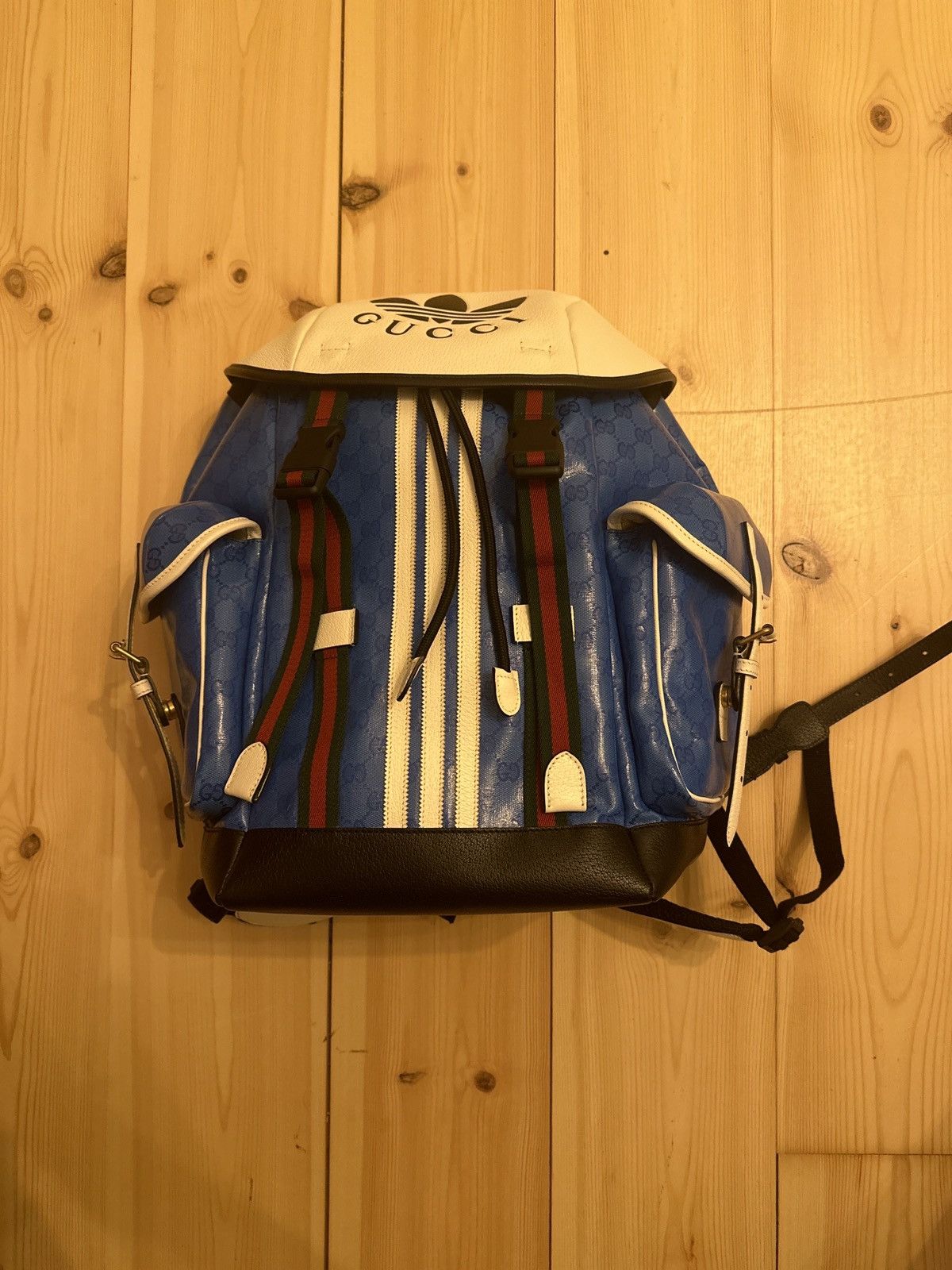Adidas Gucci x Adidas Backpack (Blue/White) | Grailed