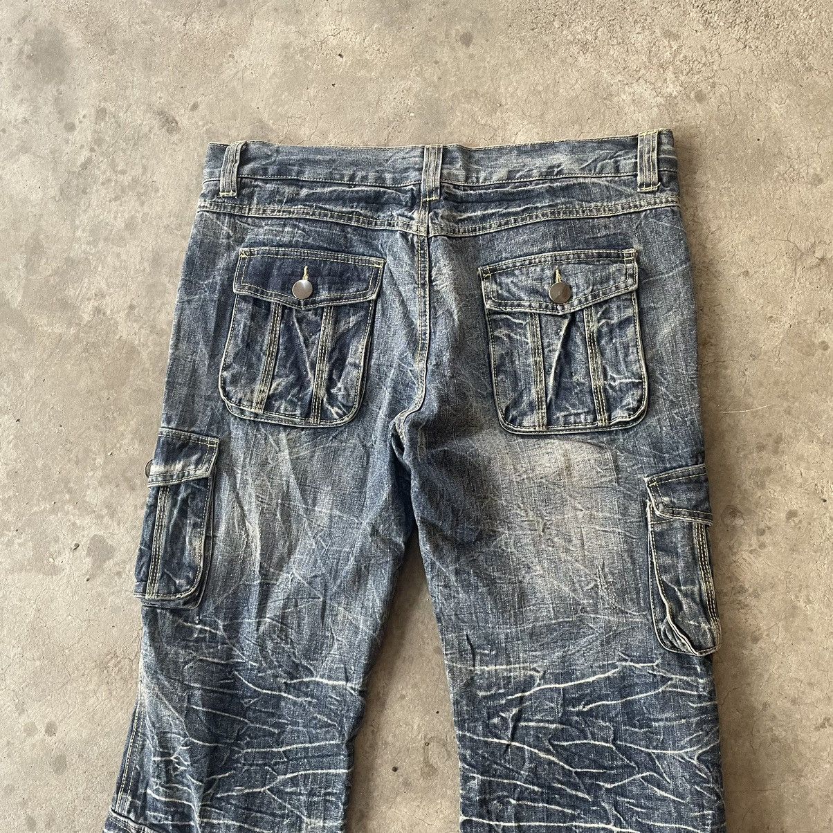 LOWBOX Vintage Lowbox Bondage Cargo Tactical Punk Flare Denim Size US 37 - 4 Thumbnail