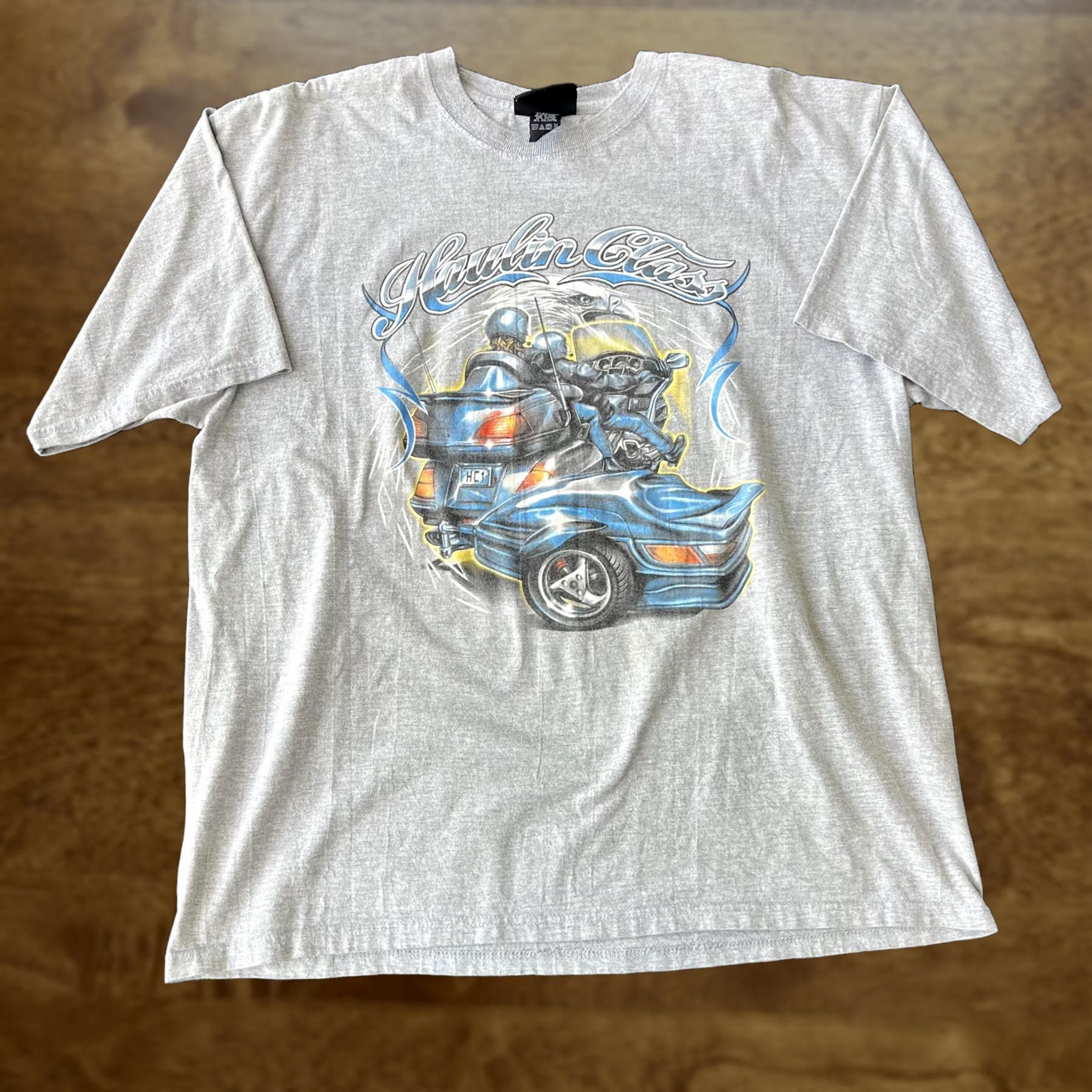 Vintage Vintage American Biker Shirt Mens XL Haulin Class Graphic Tee Short Sleeve Crew Neck Cotton Polyester Gray Size US XL / EU 56 / 4 - 1 Thumbnail