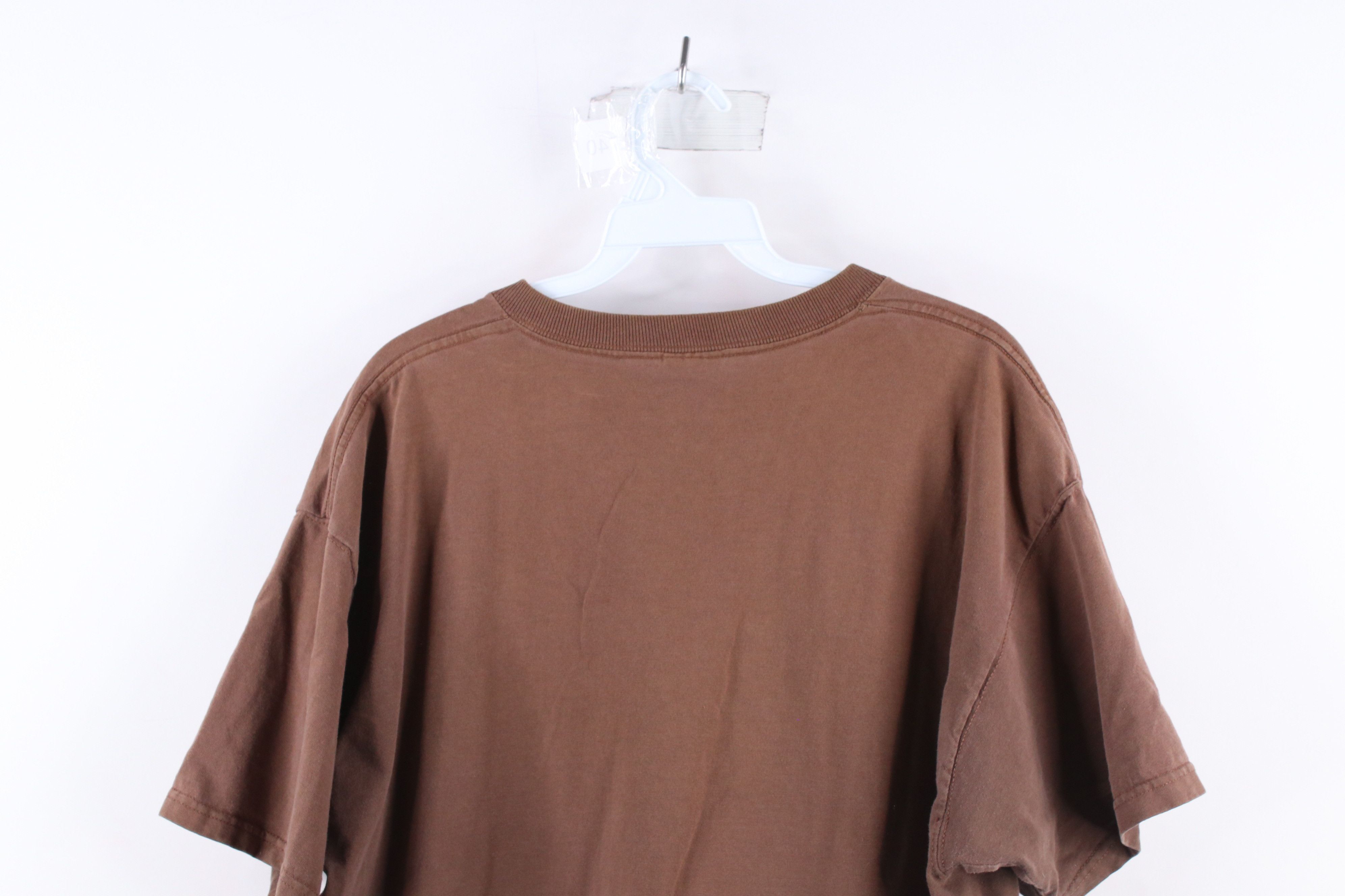 Vintage Vintage 90s Streetwear Blank Cotton Pocket T-Shirt Brown Size US XL / EU 56 / 4 - 10 Thumbnail