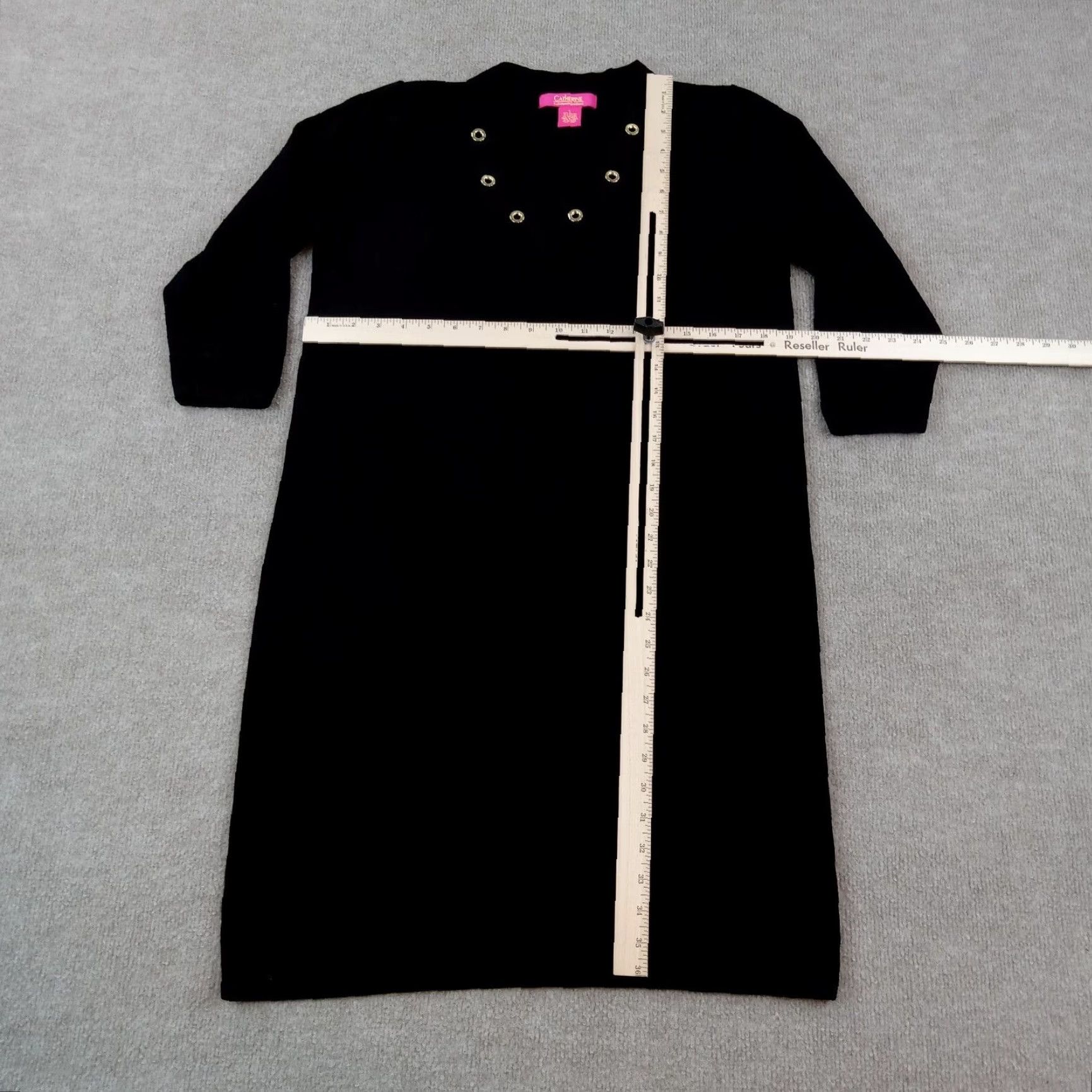 Vintage Catherine Malandrino Dress Womens Large Black Sweater Dress V-Neck Knit Size L / US 10 / IT 46 - 2 Thumbnail