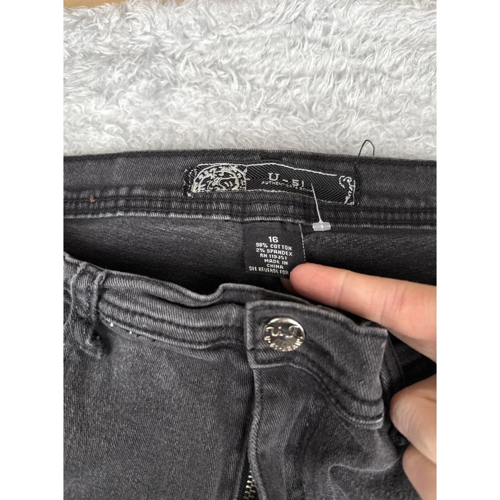 Denime VINTAGE U-51 Jeans Womens 16 Gray Black Wash Bootcut Stretch Denim Five Pocket Zip Fly Size 38" / US 16 / IT 52 - 6 Thumbnail