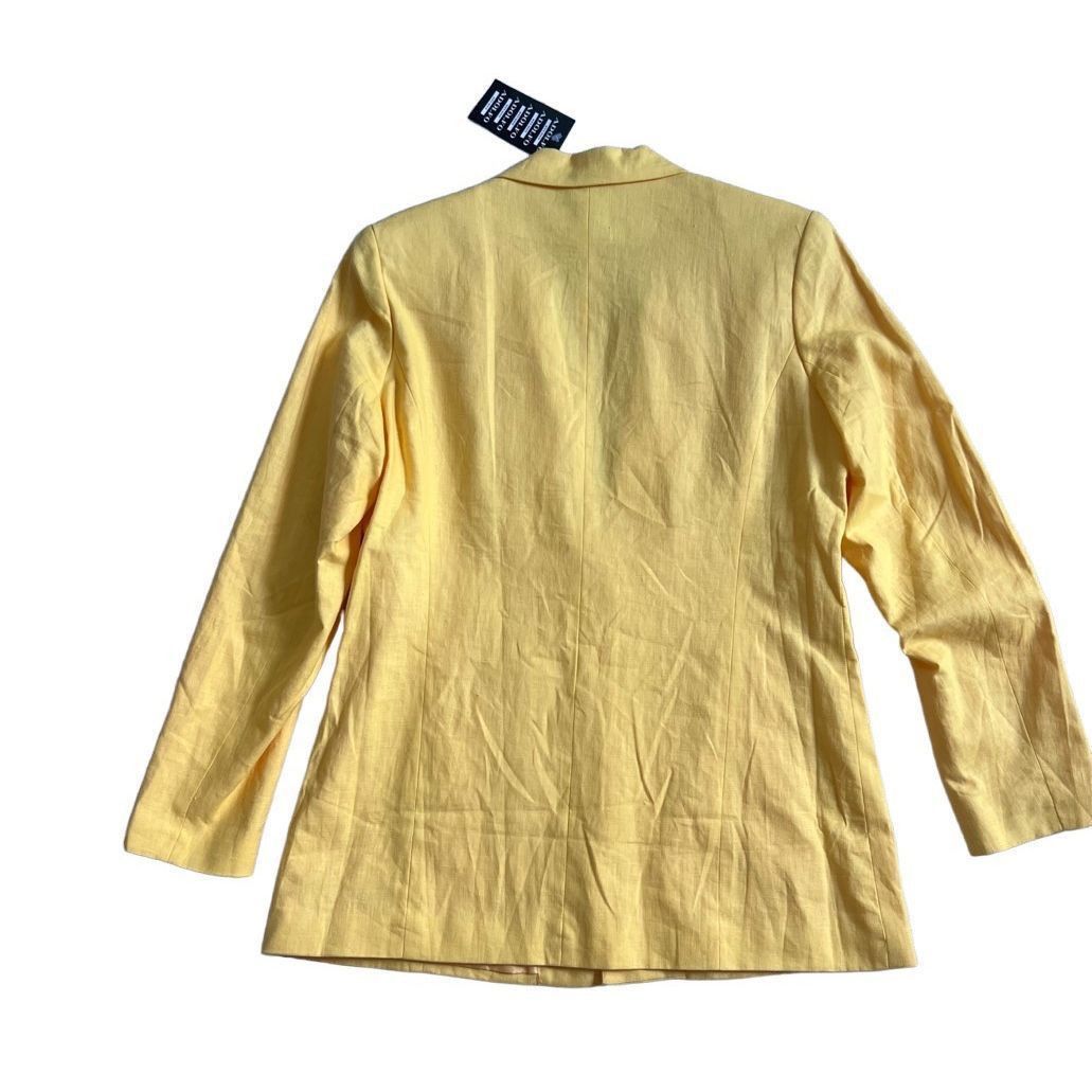 Adolfo Dominguez Adolfo Studio linen Blazer Open Front Fashion Long Sleeve Ye Size L / US 10 / IT 46 - 4 Thumbnail
