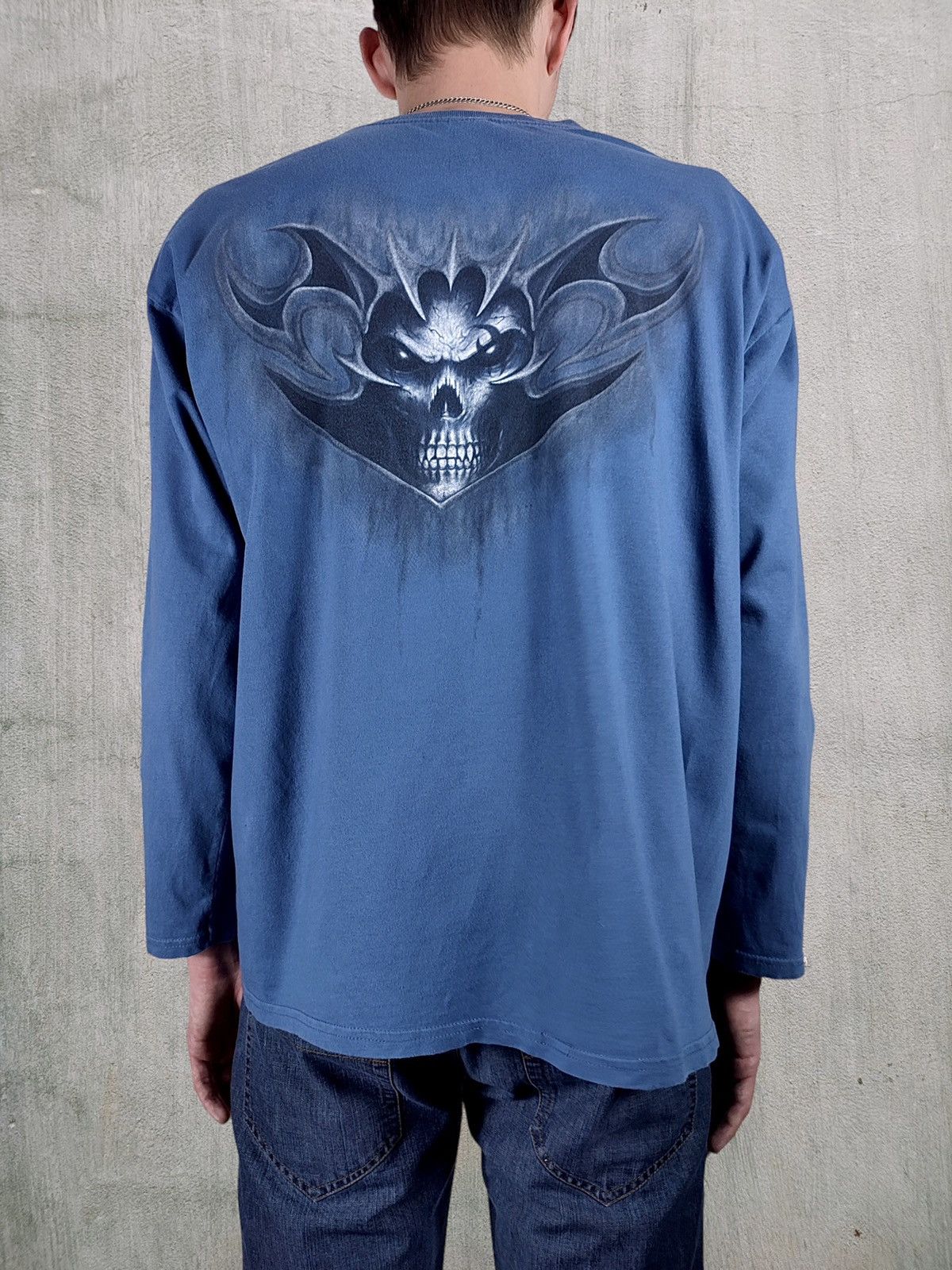 Band Tees Y2K Vintage Death Black Metal Neo Tribal Skull Long Sleeve Size US M / EU 48-50 / 2 - 3 Thumbnail