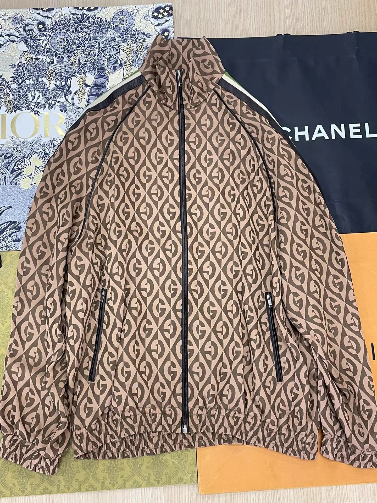 Gucci Beige Patterned Zip-Up Light Jacket XS Size US XS / EU 42 / 0 - 1 Thumbnail