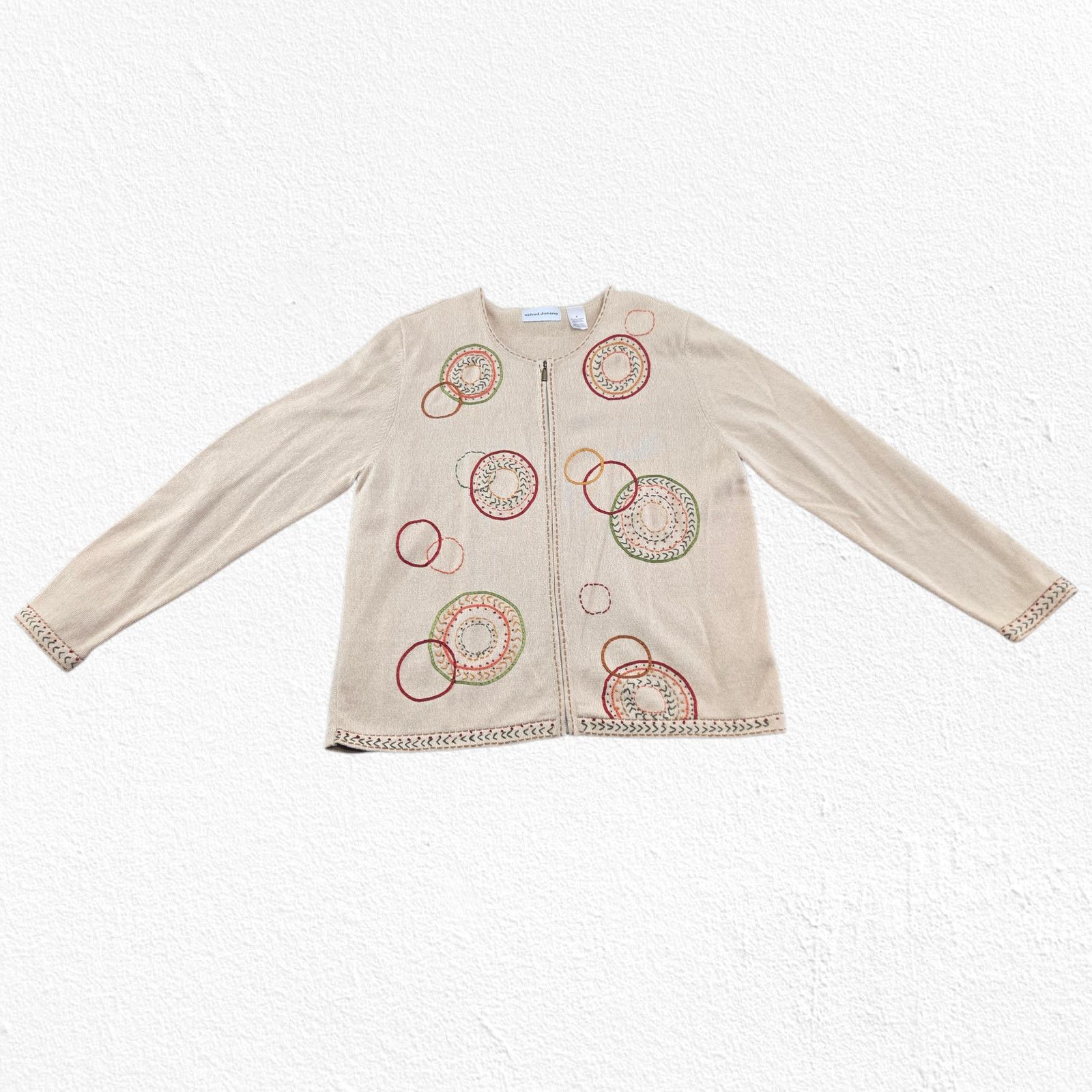 Vintage Y2K Embroidered Zip Cardigan Knit Sweater Size Medium Size M / US 6-8 / IT 42-44 - 4 Thumbnail