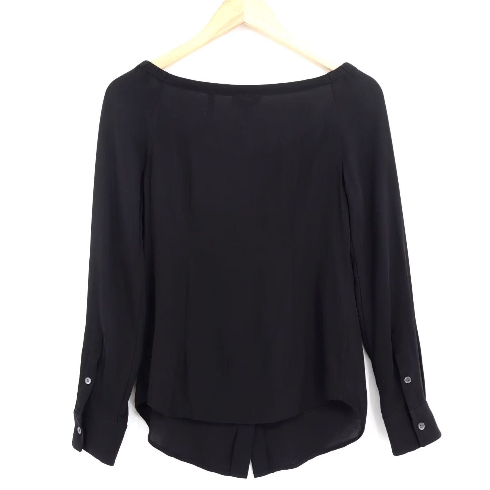Theory Theory Button-Up Silk Blouse Black Sz S Women's Shirt Button-Front Satin 100% Silk Casual Business Size S / US 4 / IT 40 - 3 Thumbnail