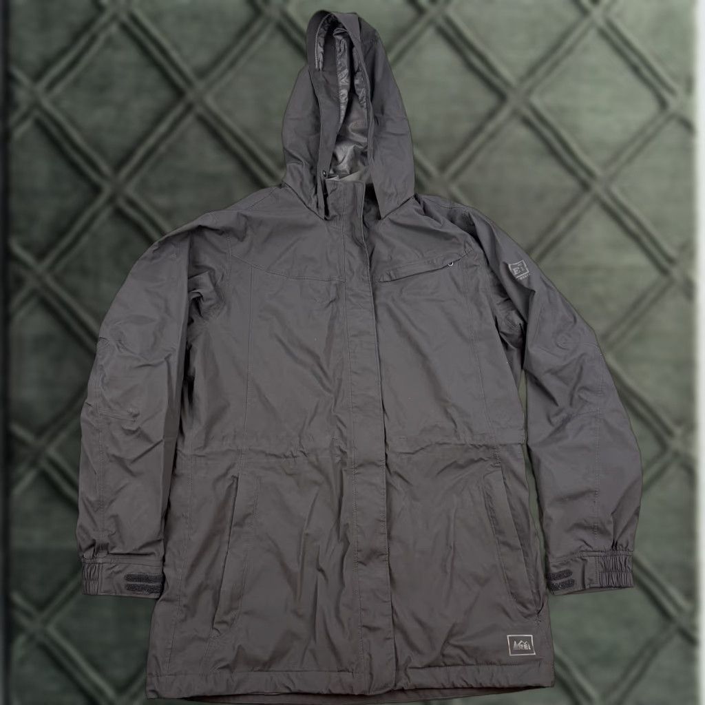 Vintage REI Elements Jacket Womens Medium Black Hooded Waterproof Parka Coat Outdoor Size M / US 6-8 / IT 42-44 - 1 Thumbnail