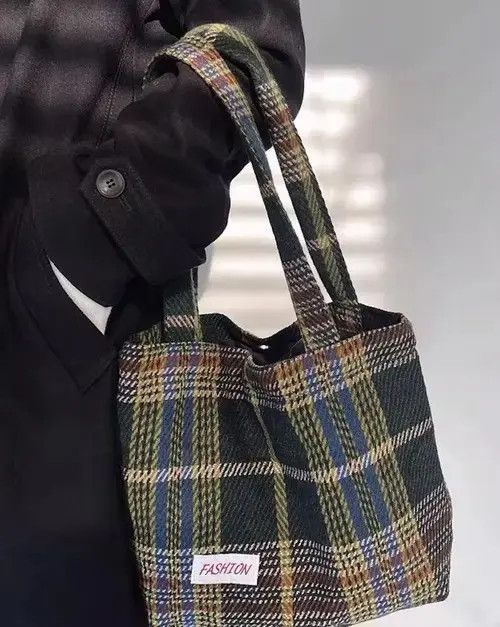 Japanese Brand Fashion tartan plaid tote bag shoppers bag Size ONE SIZE - 2 Thumbnail