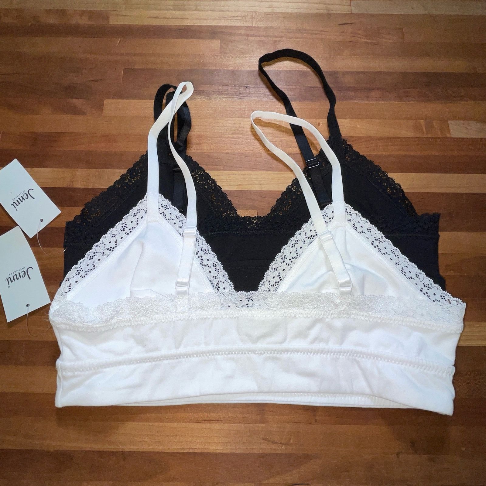 NO ID Jenni Wide Lace Bralette, set of 2 black/white Small Size ONE SIZE - 6 Thumbnail