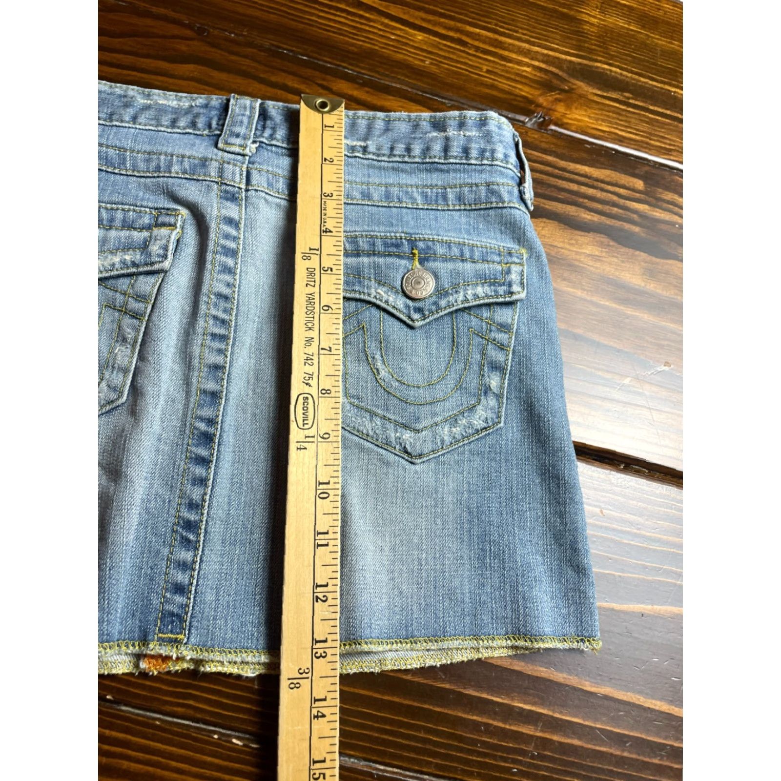 Vintage Someone Jeans Co. Skirt Women's Size 27 Blue Denim Mini Frayed Hem Size 27" / US 4 / IT 40 - 5 Thumbnail