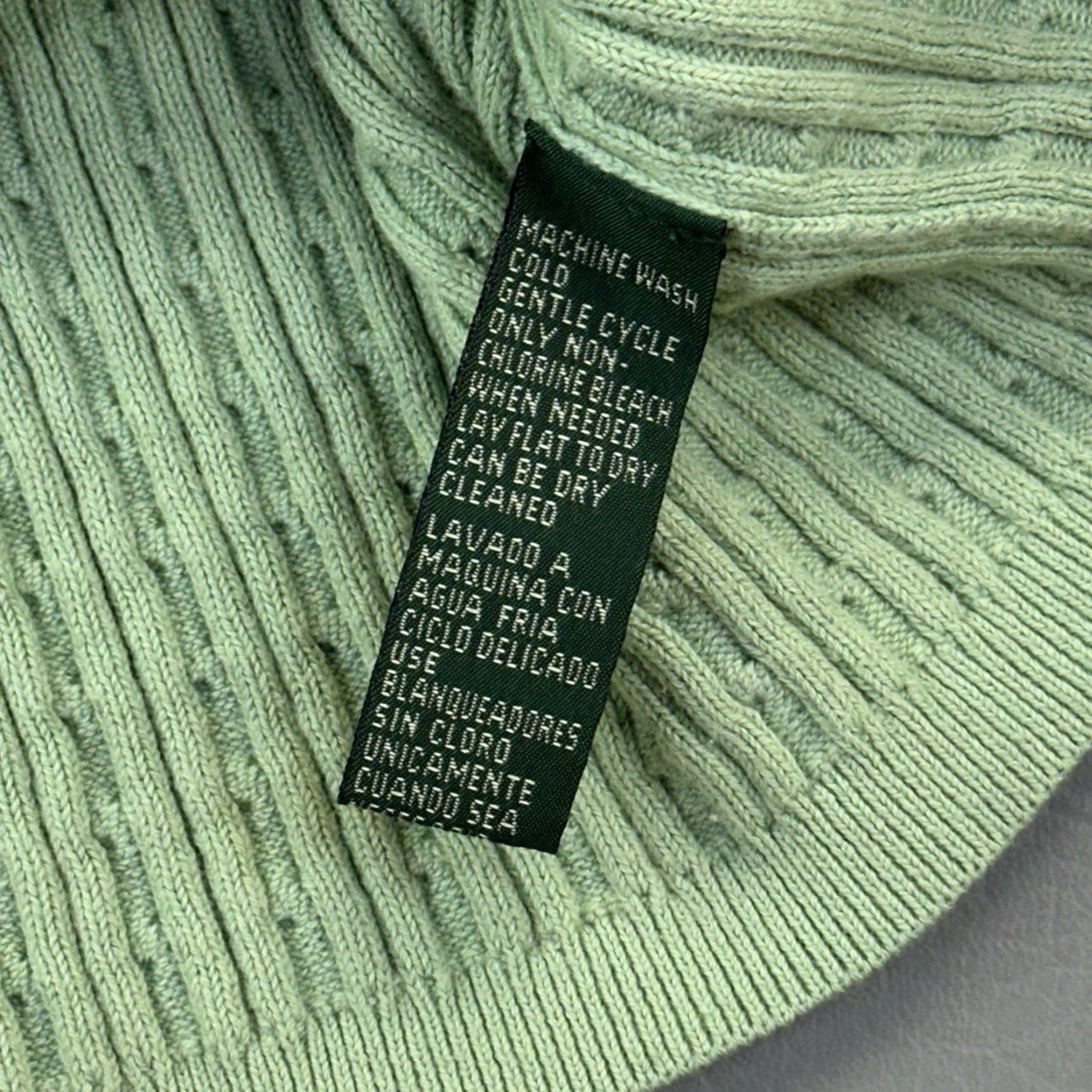 Polo Ralph Lauren VINTAGE Lauren Ralph Lauren Sweater Women's Small Green Cable Knit Cardigan Size L / US 10 / IT 46 - 7 Thumbnail