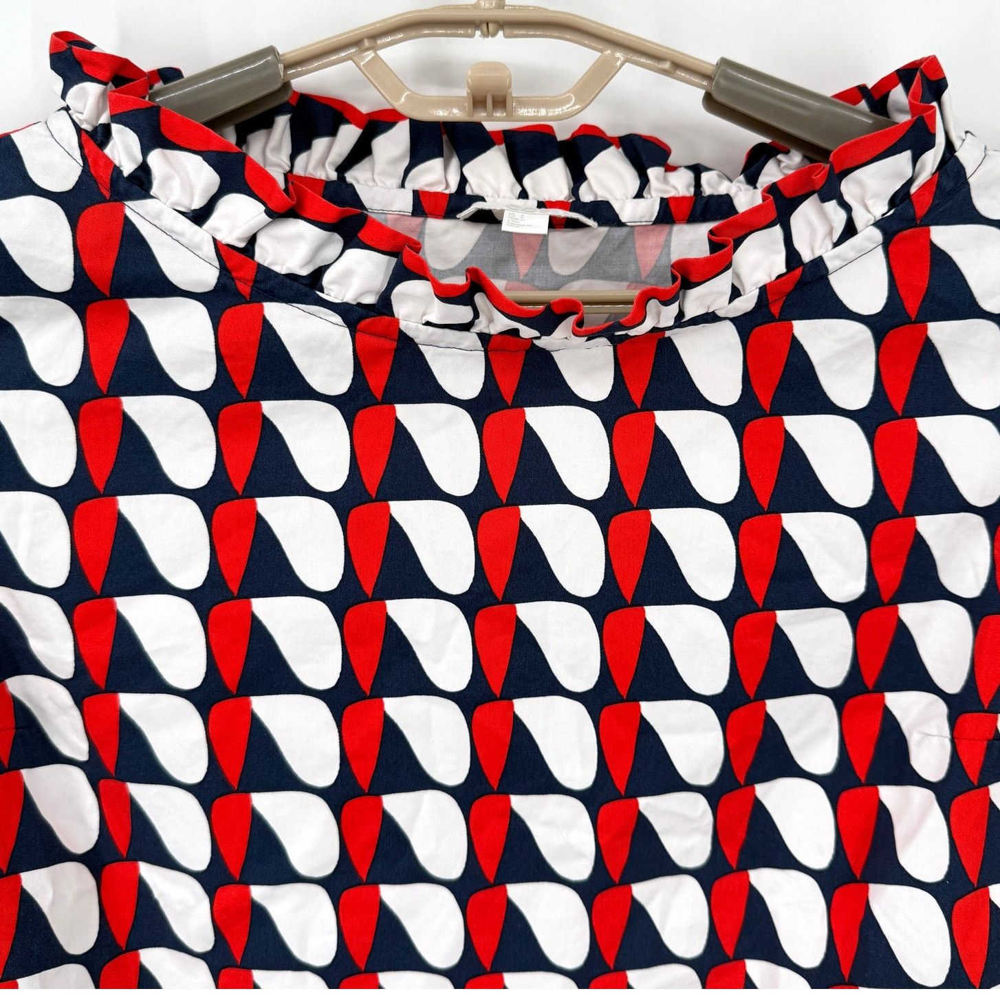 Cos Cos Ruffle Neck Geometric Long Sleeve Top Red Blue 6 NEW Size M / US 6-8 / IT 42-44 - 4 Thumbnail