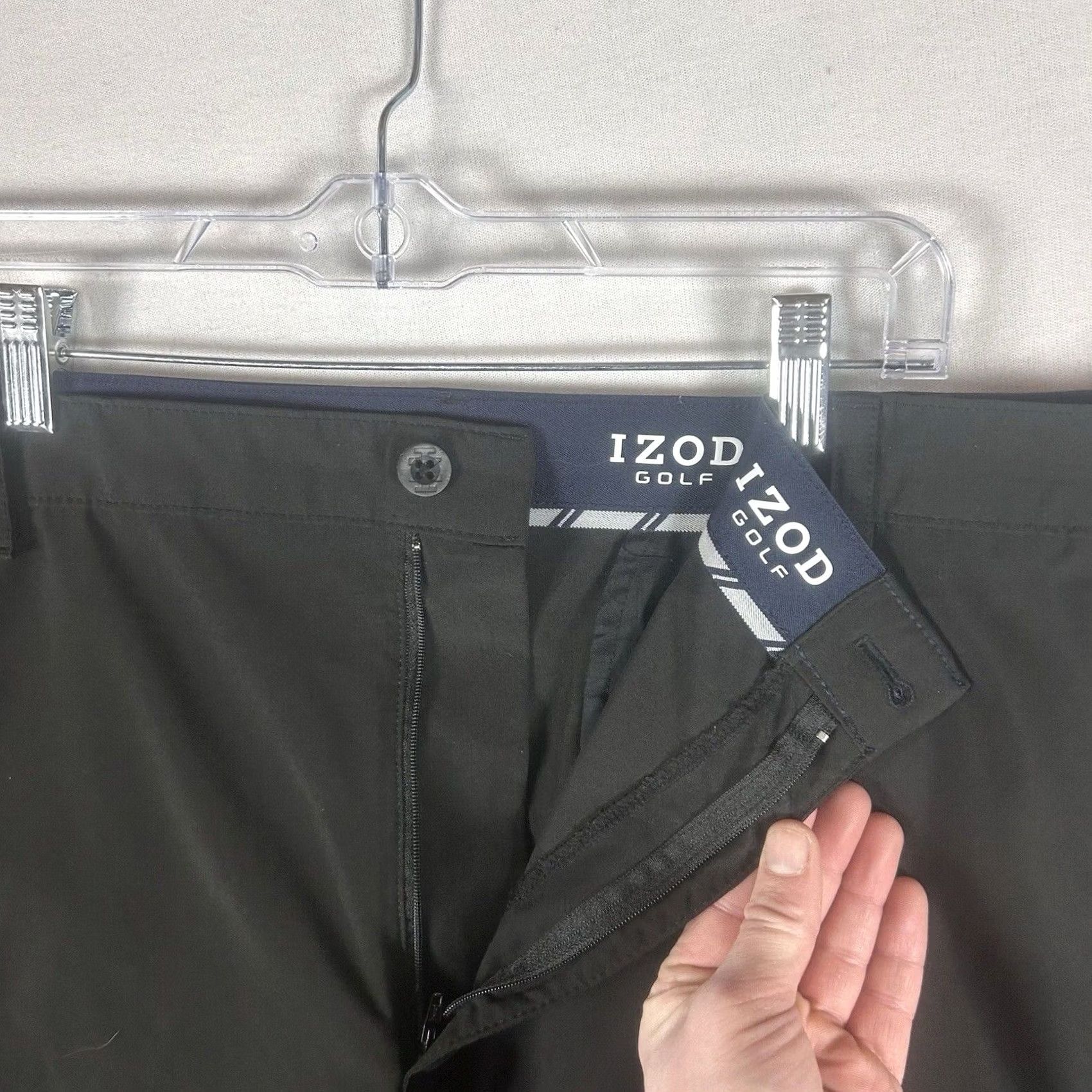 Izod Izod Golf Shorts Mens 44 Black Chino Straight Knit Lightweight Pocket Slit Front Flat Front Belt Loops 6in Inseam Casual Size US 44 / EU 60 - 3 Thumbnail