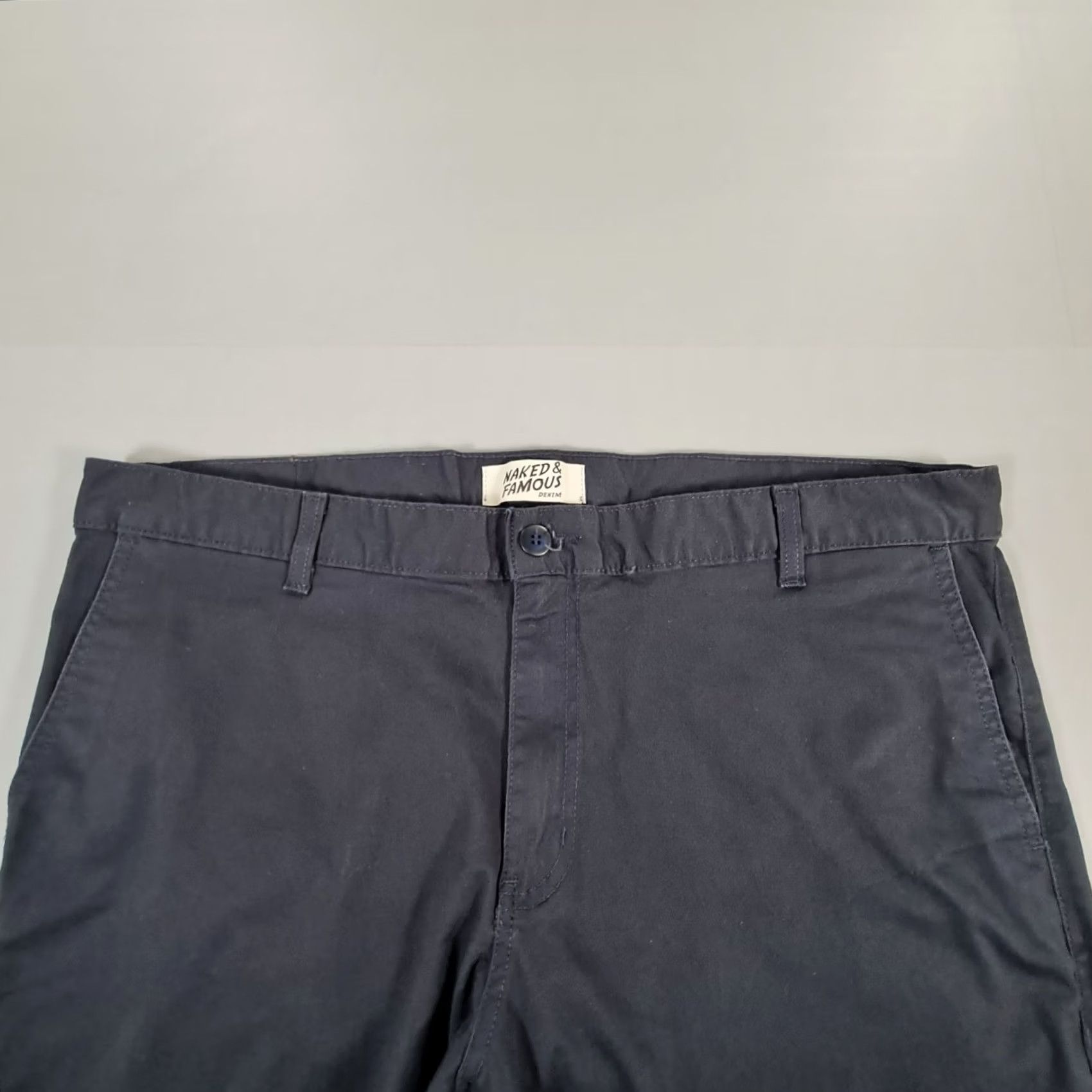 Vintage Naked & Famous Mens Chino Trousers Slim Stretch Flat Front Navy Blue W40 L31 Denim Casual Pockets 40 in Canada Mens Size US 40 / EU 56 - 2 Thumbnail