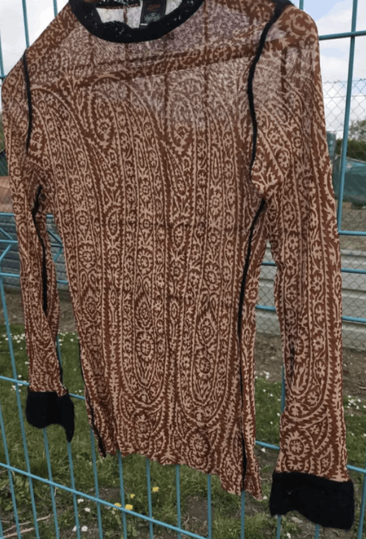Jean Paul Gaultier × Vintage Jean Paul Gaultier Mesh Top Printed Dress Jacket Coat EX0047 Size L / US 10 / IT 46 - 2 Thumbnail