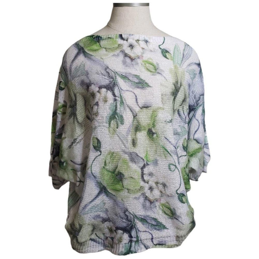 Designer CT876 Look Mode Ladies Green and Blue Floral Sweater M Size M / US 6-8 / IT 42-44 - 1 Thumbnail