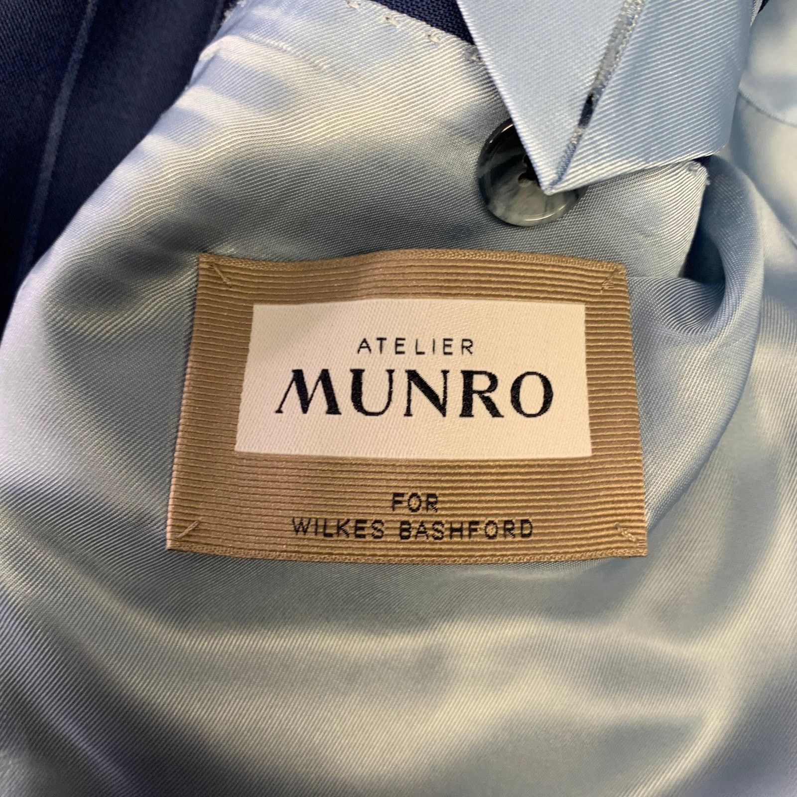Other ATELIER MUNRO Size 38 Blue Stripe Wool Peak Lapel Suit Size 38R - 7 Thumbnail