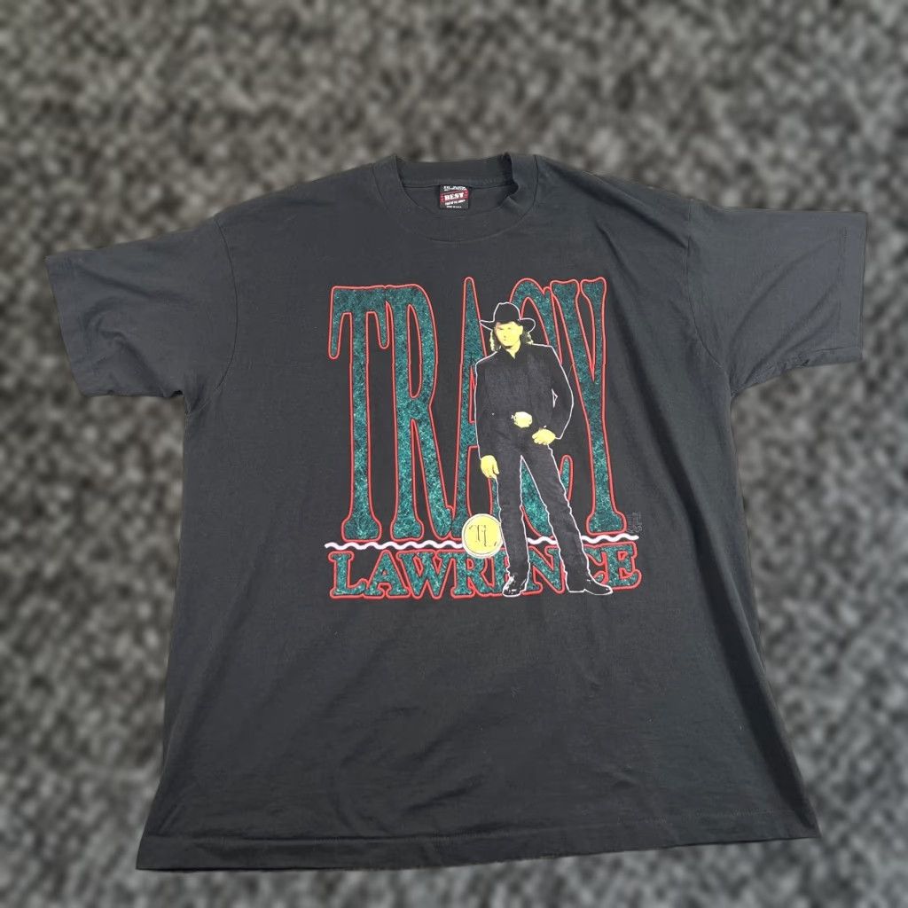 Fruit Of The Loom VINTAGE Tracy Lawrence T-shirt Men’s 2XL Black 1990s Tour Graphic Tee Country Music Hip Hop Size US XXL / EU 58 / 5 - 1 Thumbnail