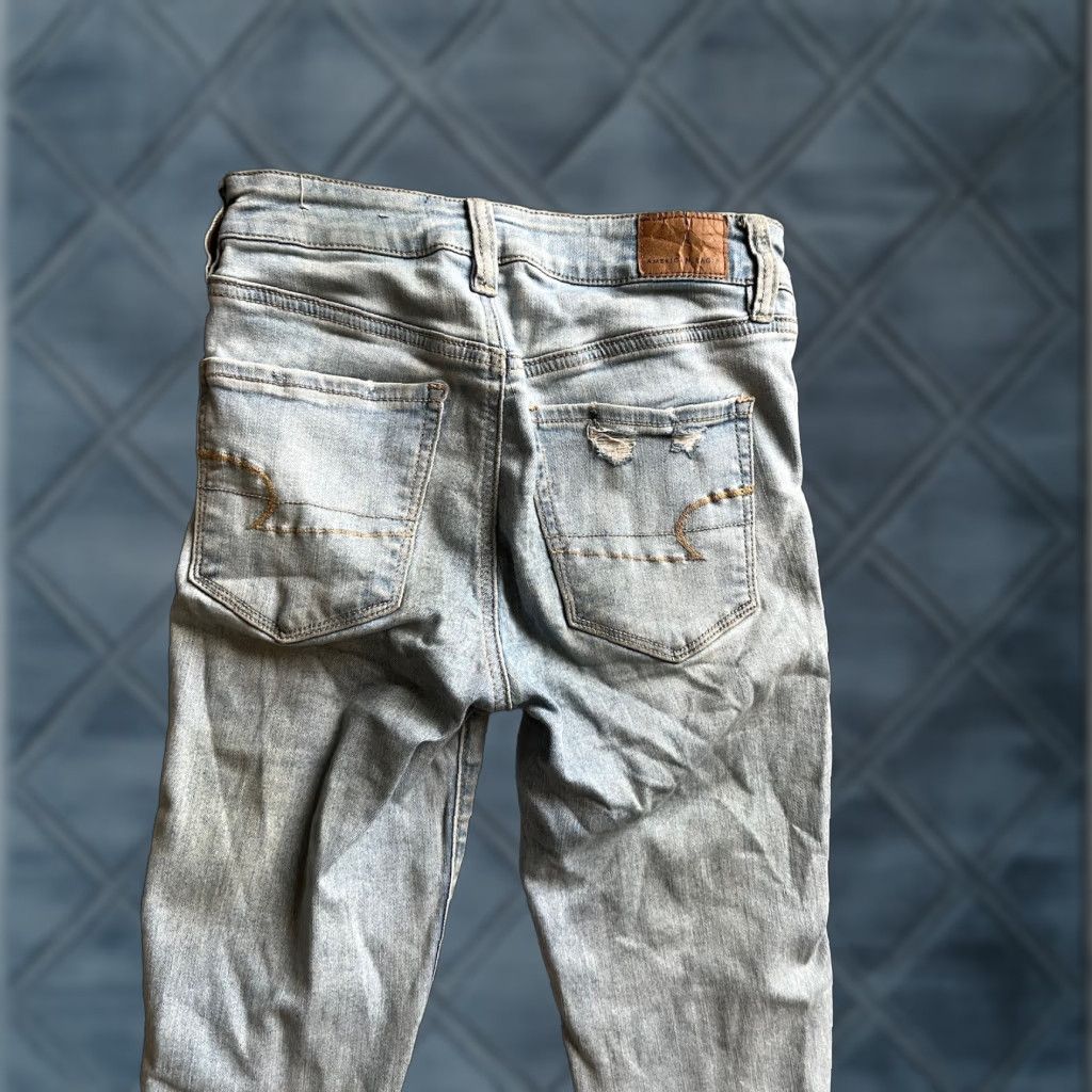 American Eagle Outfitters American Eagle Outfitters Jegging Crop Womens 2 High Rise Skinny Dark Blue Distressed Jeans Girls Size 26" / US 2 / IT 38 - 1 Thumbnail