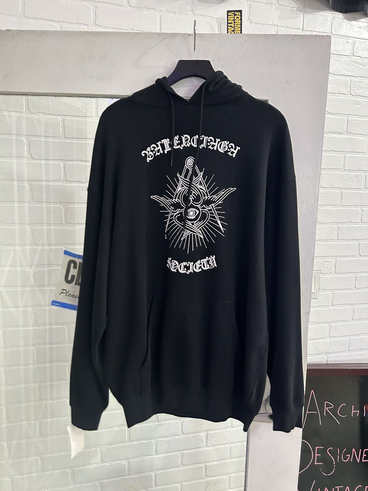 image of Balenciaga Secret Society Hoodie in Black, Men's (Size Large)
