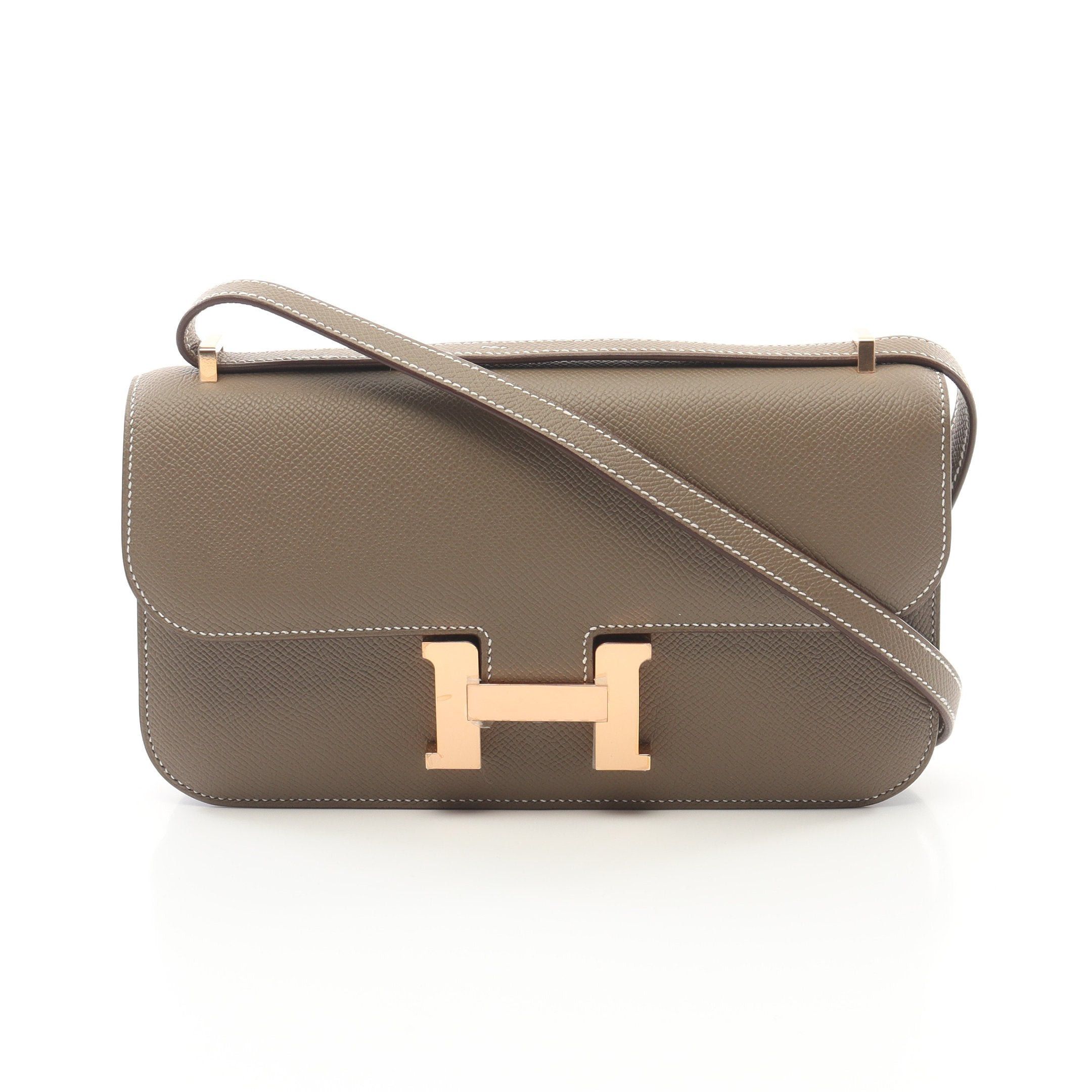 Hermes Hermes Constance Elan Etoupe Shoulder Bag Veau Epsom Gray Brown Pink Gold Hardware Double Engraved Size ONE SIZE - 1 Thumbnail