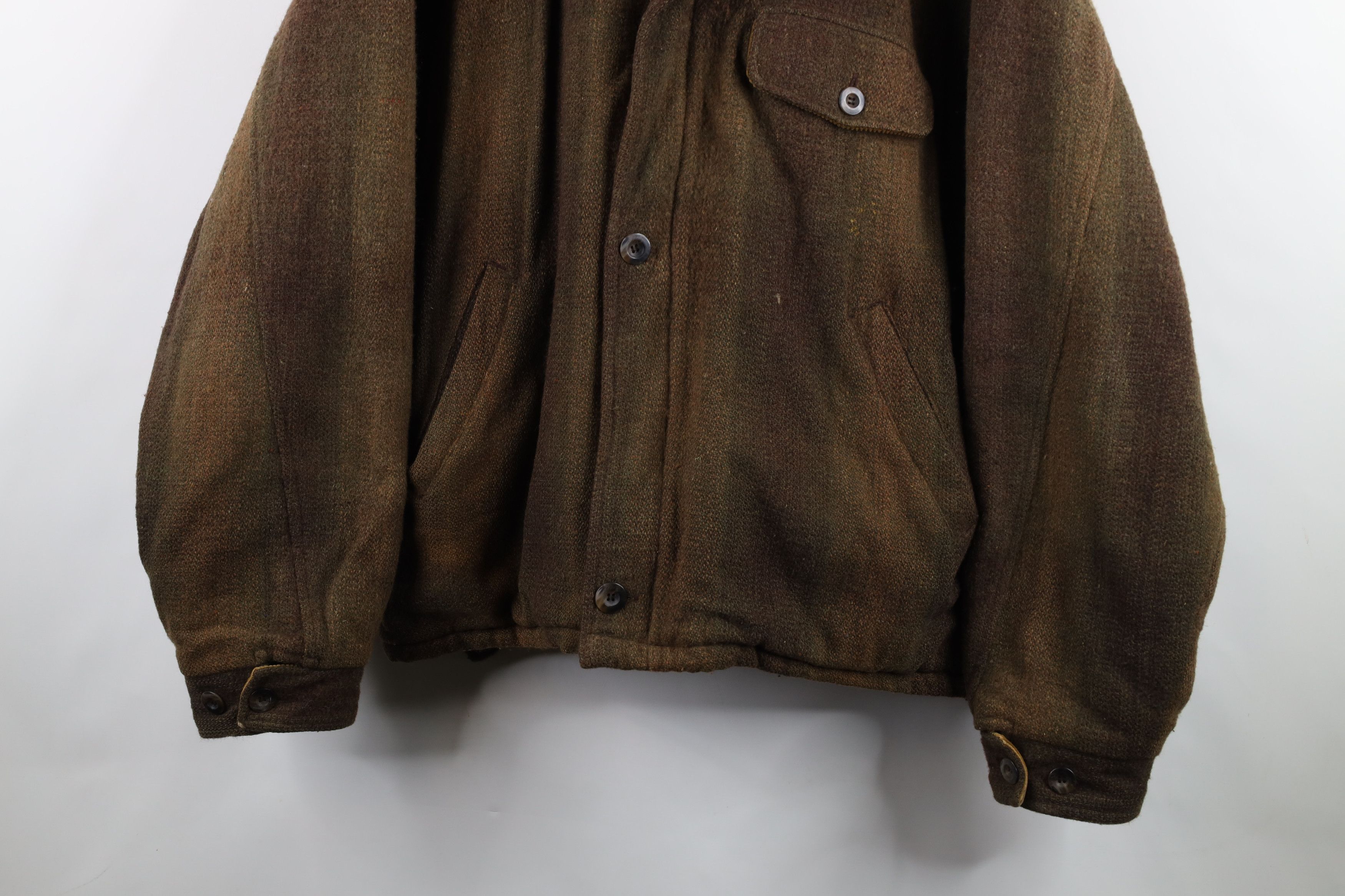 Vintage Vintage 90s Streetwear Back Wool Tweed Quilted Bomber Jacket Size US XL / EU 56 / 4 - 3 Thumbnail