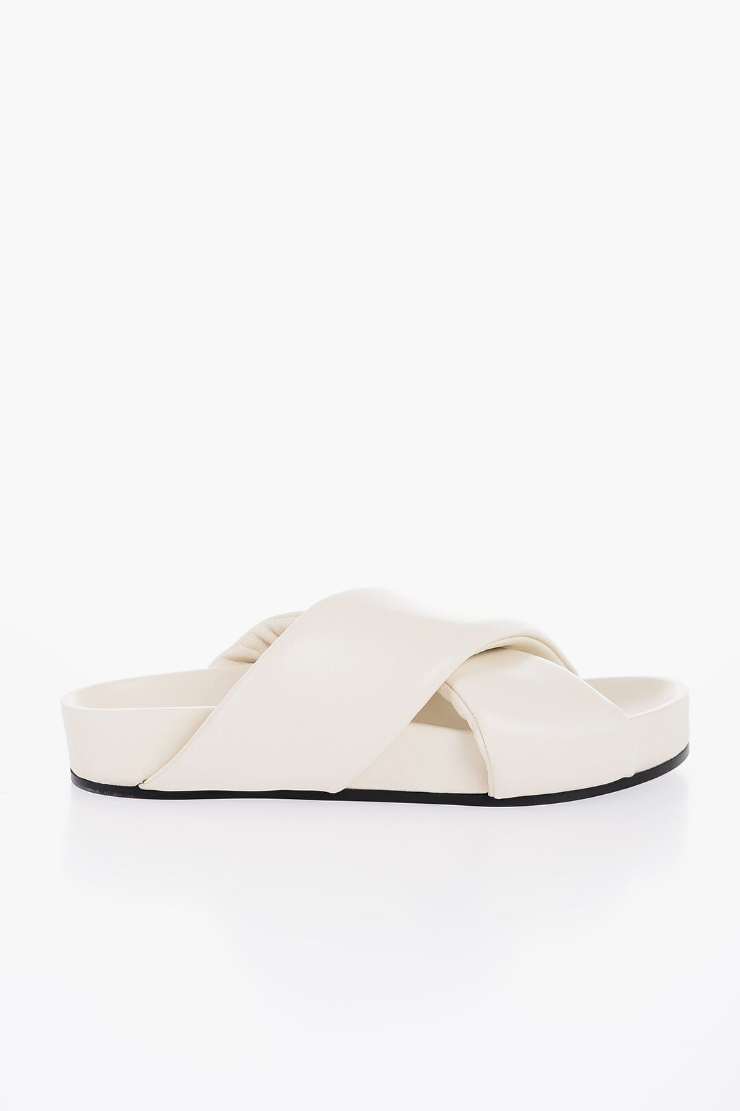 Jil Sander og1mm0625 Criss Cross Designed Leather Sandals in White Size US 7 / EU 40 - 1 Thumbnail