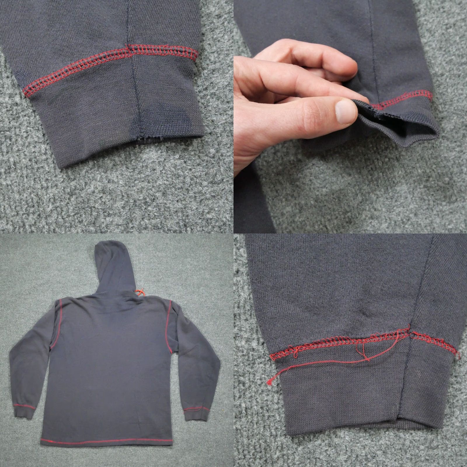 Vintage VINTAGE Hoodie Adult Large Blue Red Contrast Stitch Distressed Grunge Mens Size US L / EU 52-54 / 3 - 8 Thumbnail