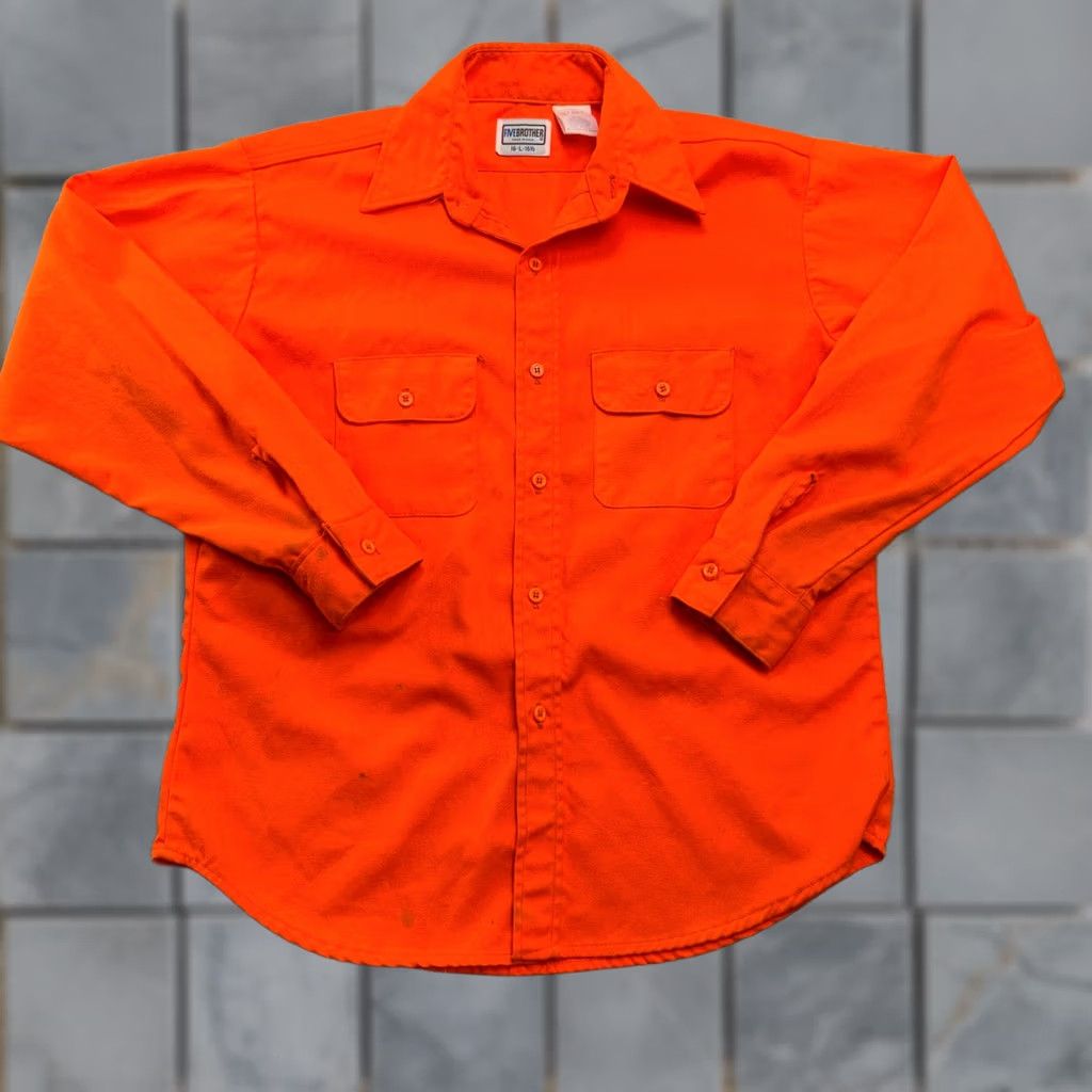 Vintage VTG Five Brothers Flannel Shirt Men L Orange Hunting High Visibility Button-Up Size US L / EU 52-54 / 3 - 1 Thumbnail