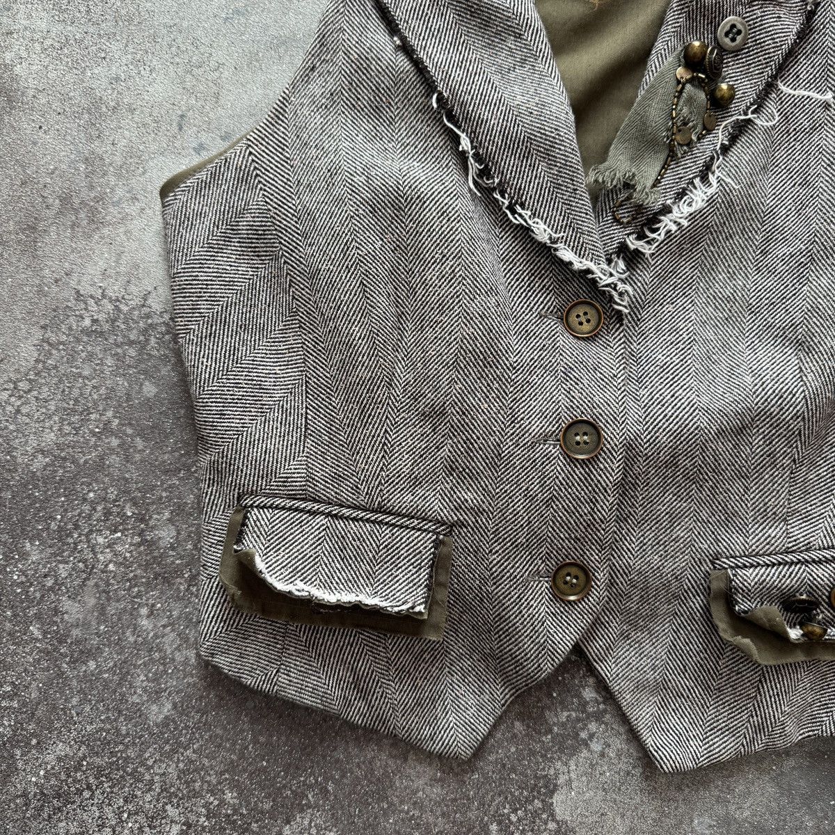 If Six Was Nine Indie Sleaze Vintage Y2K Grunge Waistcoat Distressed Vest Size S / US 4 / IT 40 - 8 Thumbnail